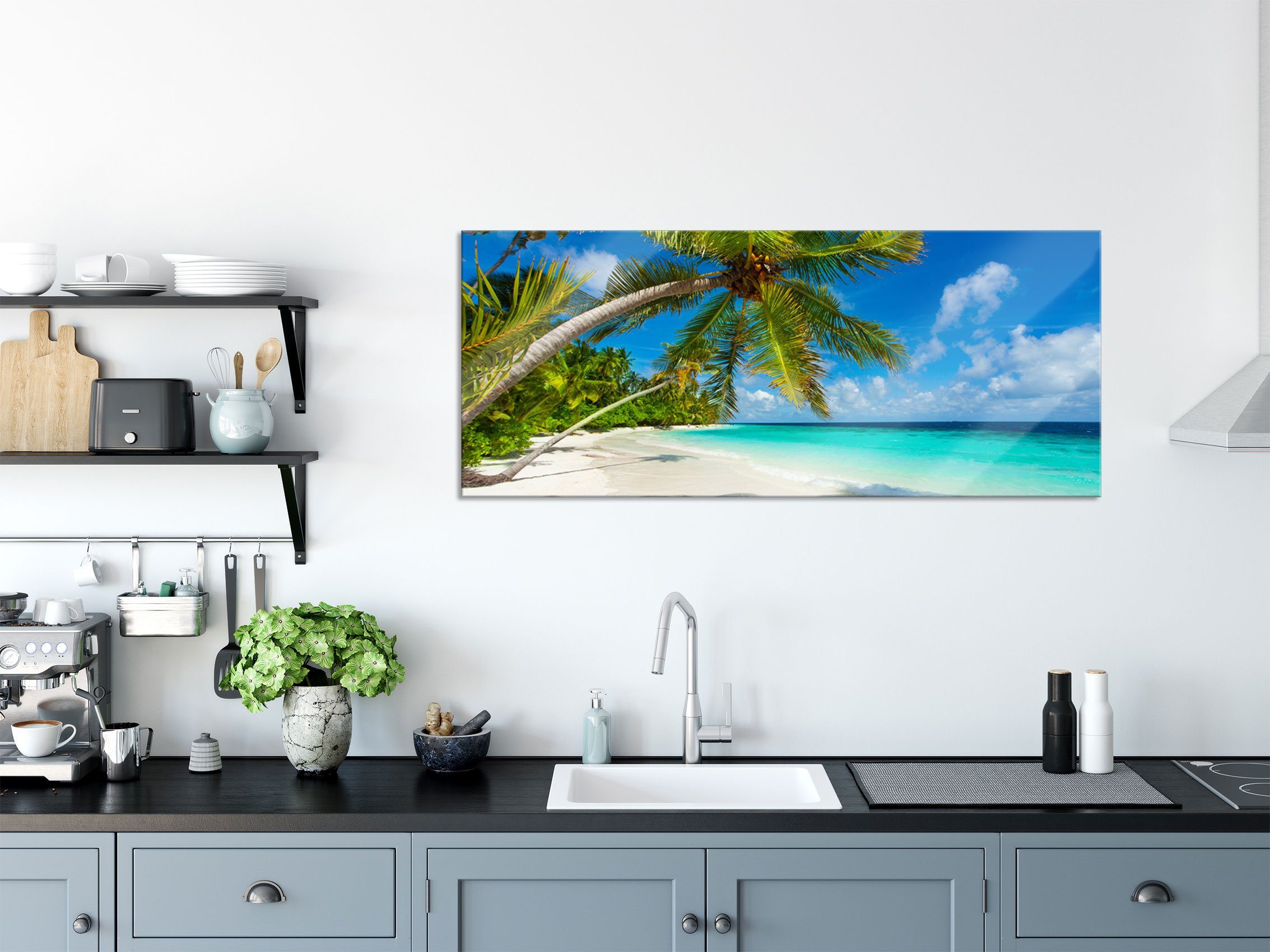 Pixxprint Glasbild Palmenstrand, Palmenstrand (1 St), günstig online kaufen
