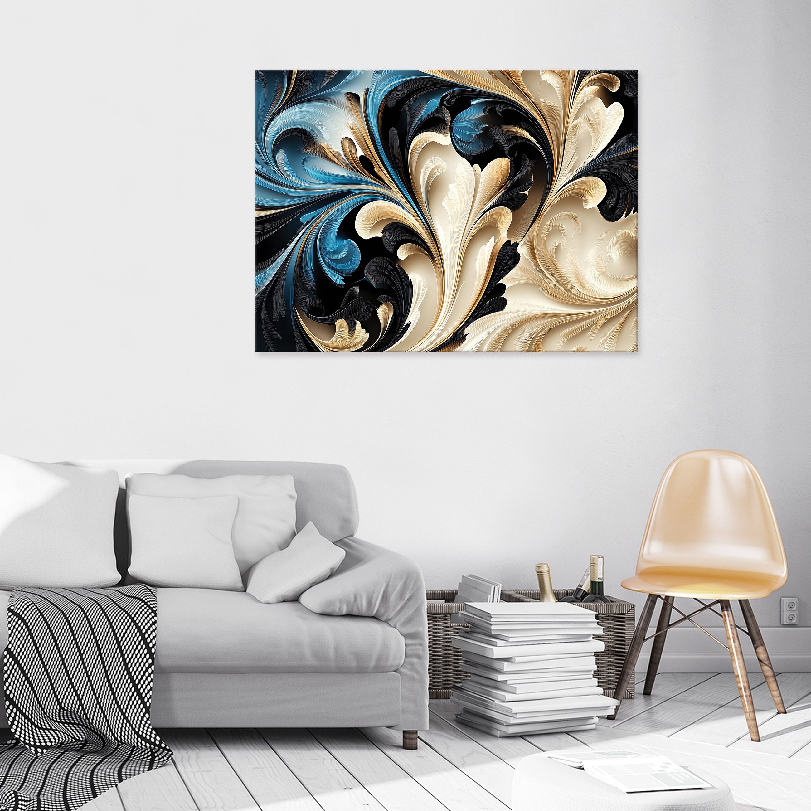 Wallarena Leinwandbild Abstrakt Glamour - Blau - Modern - Wohnzimmer, Abstrakt, 40x30x2cm