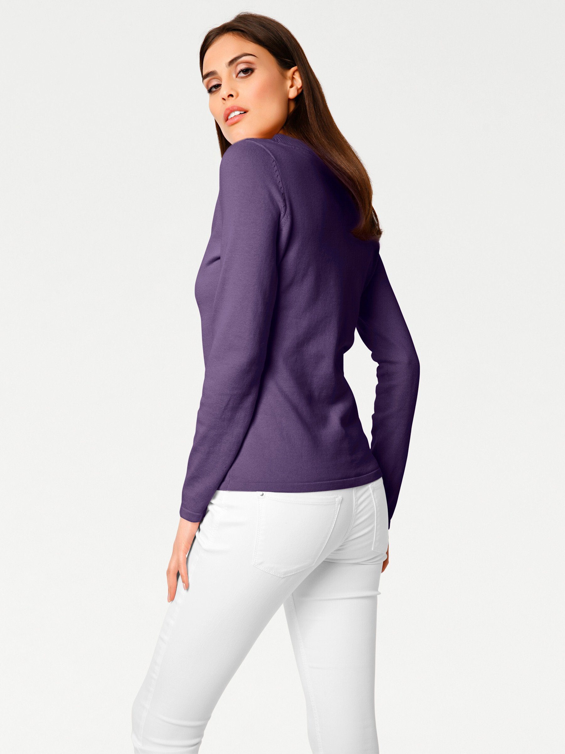 heine Strickpullover V-Pullover Langarm Feinstrick
