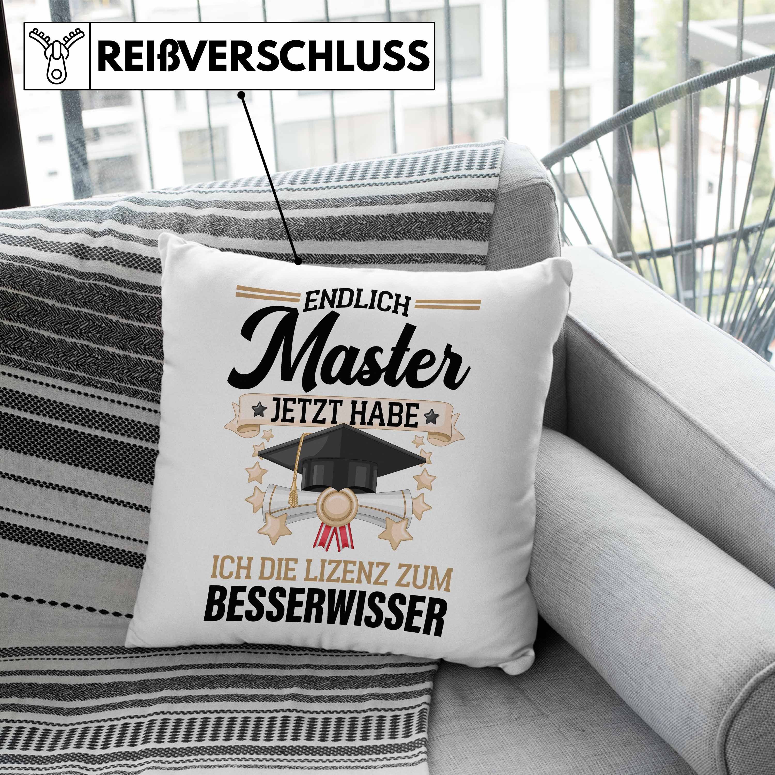 Trendation Trendation Besserwissser Grau Prüfung Graduation 40x40 mit Dekokissen Kissen Lizenz - Dekokissen - Bestanden Studium Abschluss zum Füllung Master Geschenk