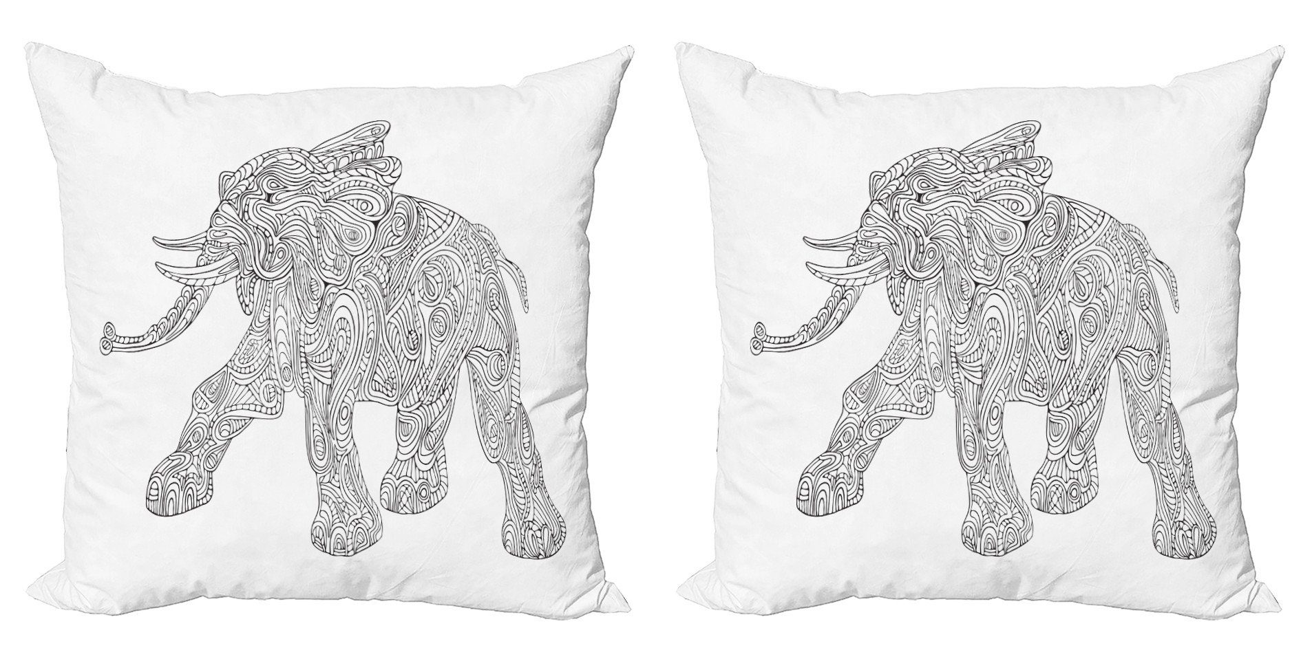 Kissenbezüge Modern Accent Doppelseitiger Digitaldruck, Abakuhaus (2 Stück), Mandala folkloric Elefant