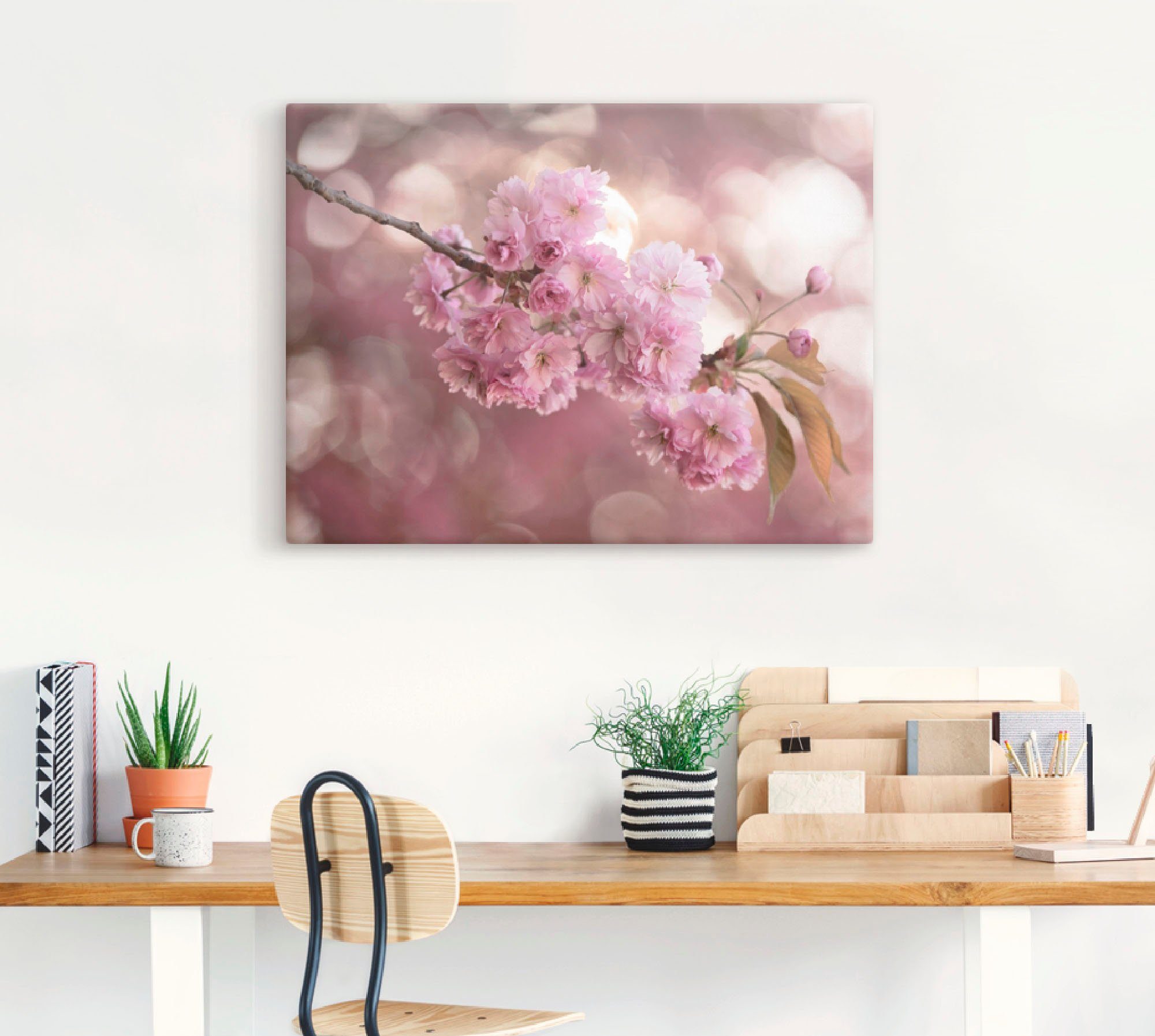 Artland Leinwandbild Japanische Kirschblüte in Love III, Blumen (1 St), auf Holzrahmen gespannt