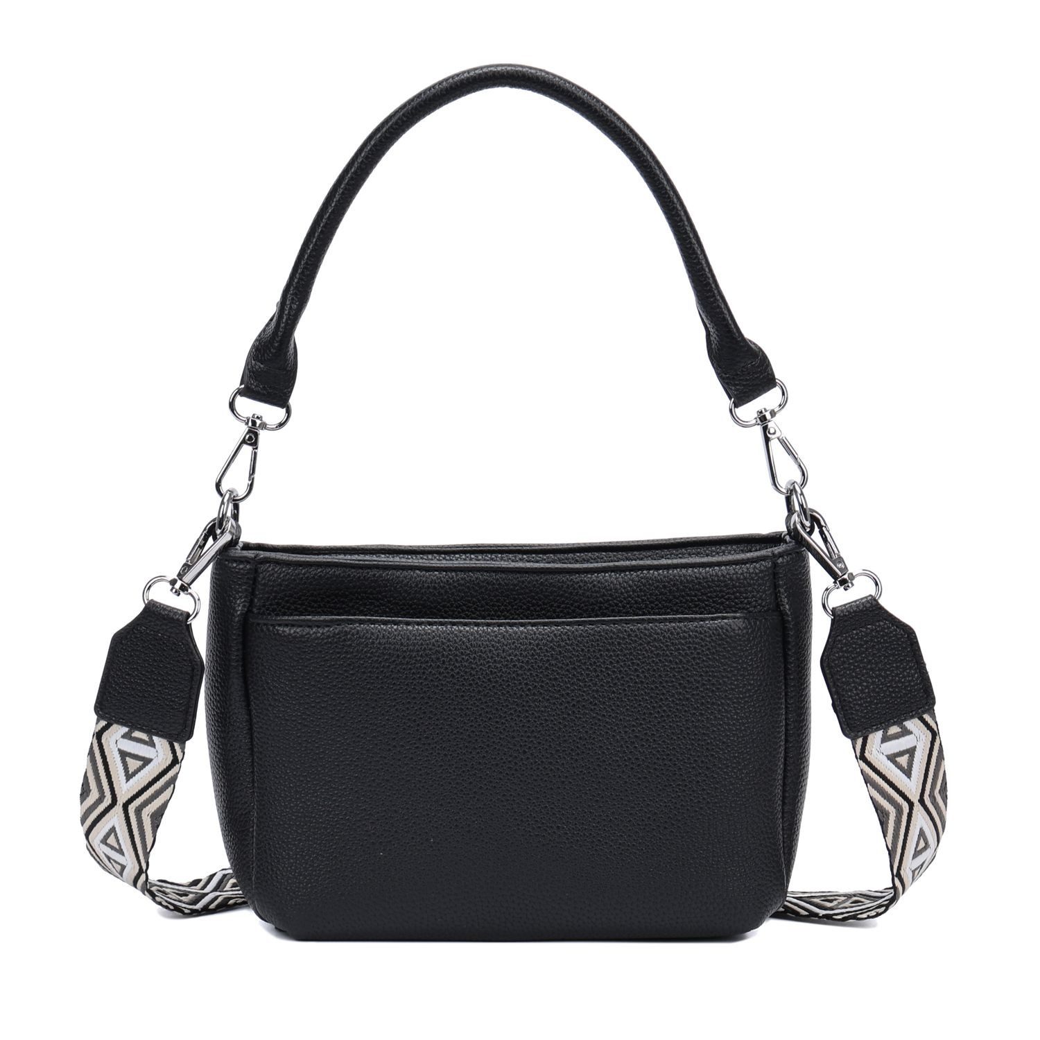 ITALYSHOP24 Schultertasche Damen Crossbody Umhängetasche Hobo Bag Brusttasche Crossover Freizeit (Tasche mit einem breitem Muster Stoffgurt/Umhängeband), Bodybag Schmucktasche Muster Taschengurt Clutch Reise Leder Optik