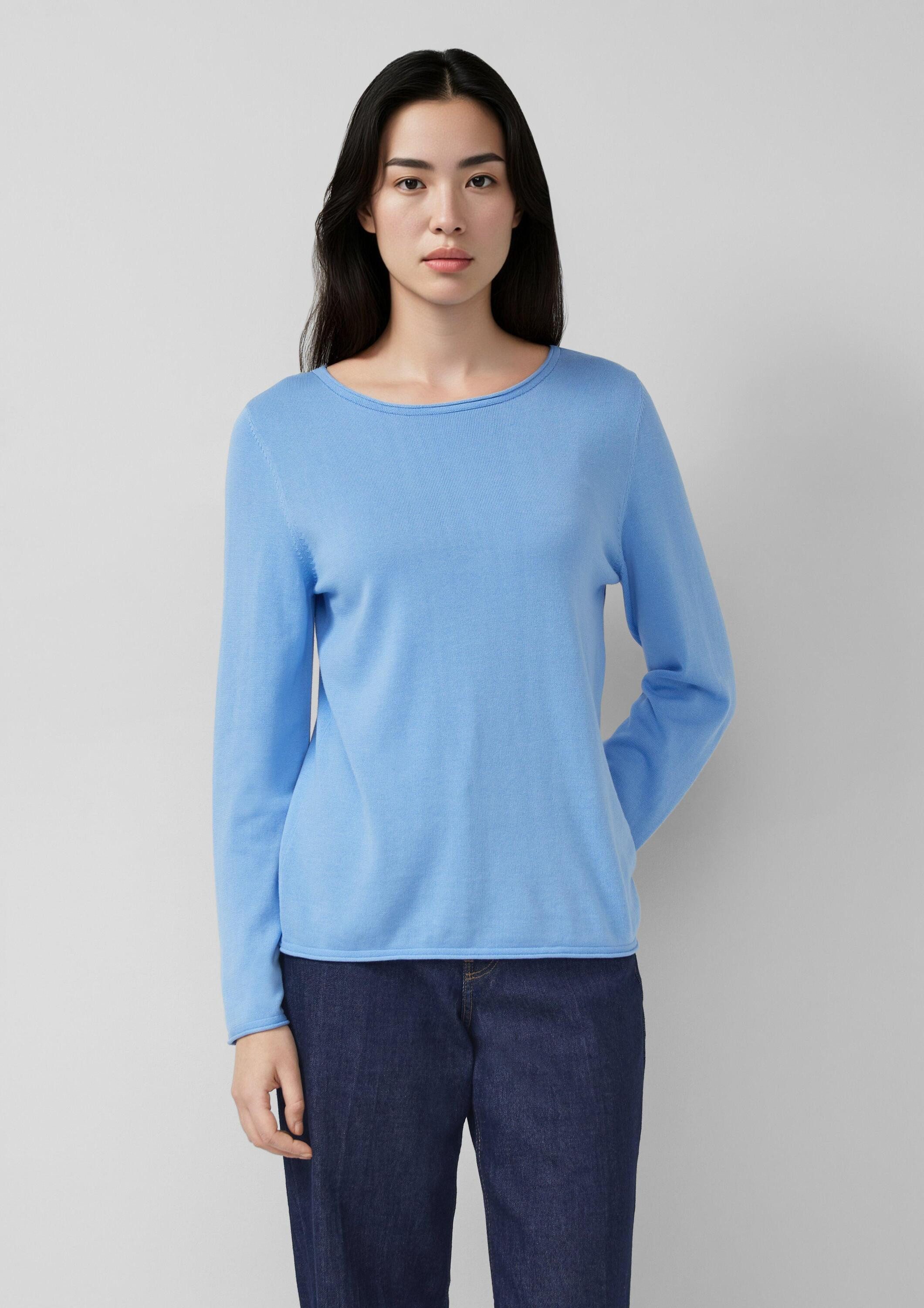 s.Oliver Longpullover Strickpullover Feinstrickpullover mit Rollkanten