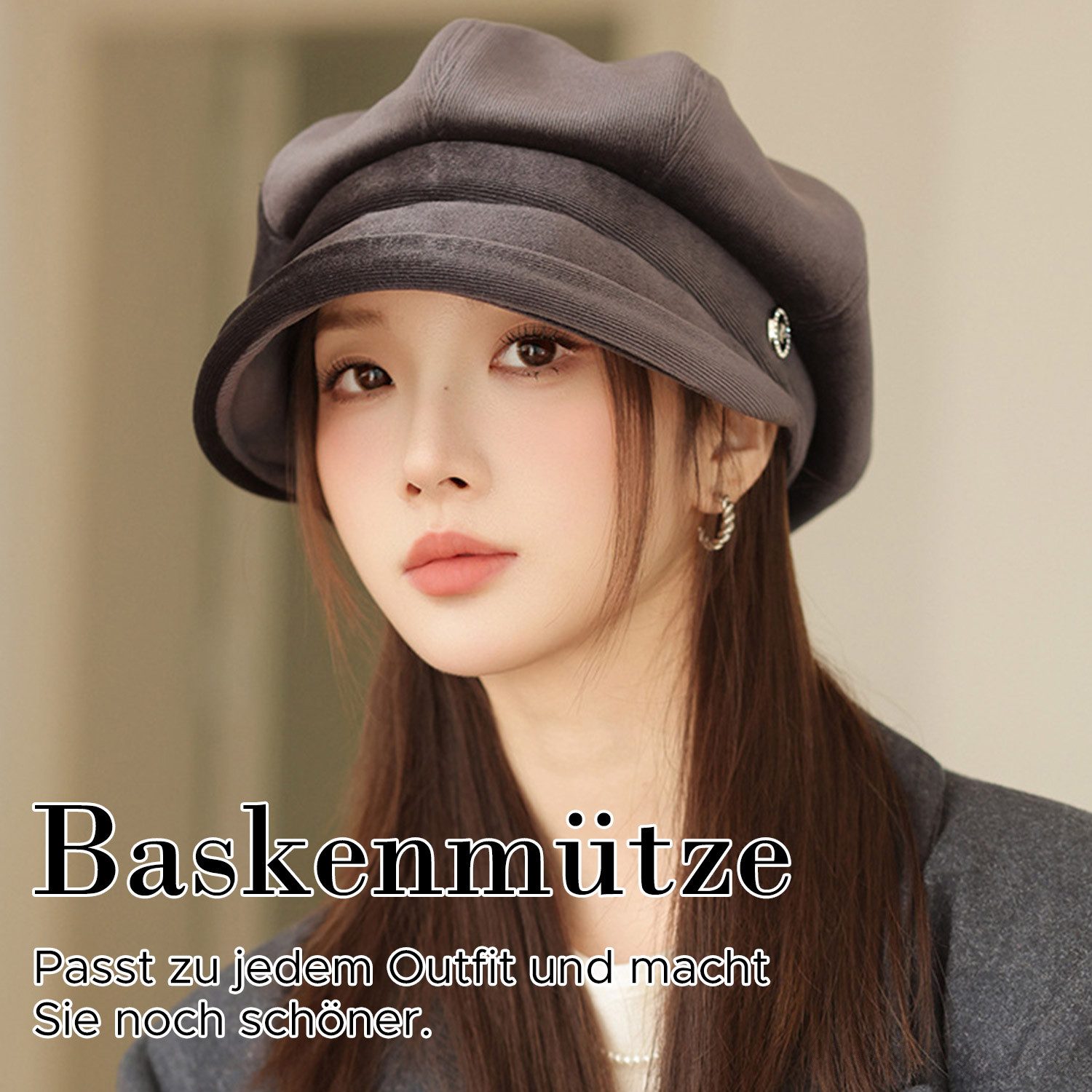 Refttenw Baskenmütze Damen Baskenmütze mit Schirm,Schirmmütze,Damen Winter- günstig online kaufen