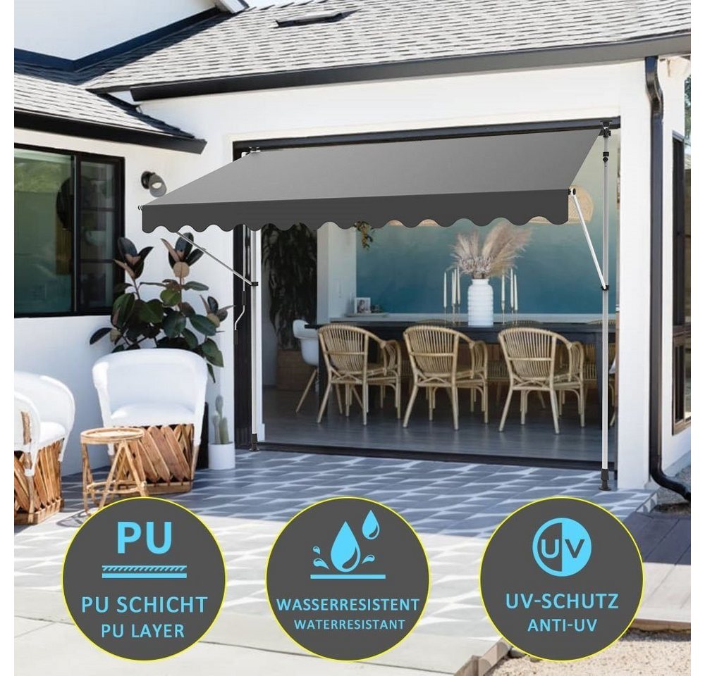 Thumbnail - Melko Klemmmarkise Klemmmarkise Sonnenschutz Markise Fenstermarkise Balkonmarkise (Stück, 1-St., Markise) Gummierter Sta...