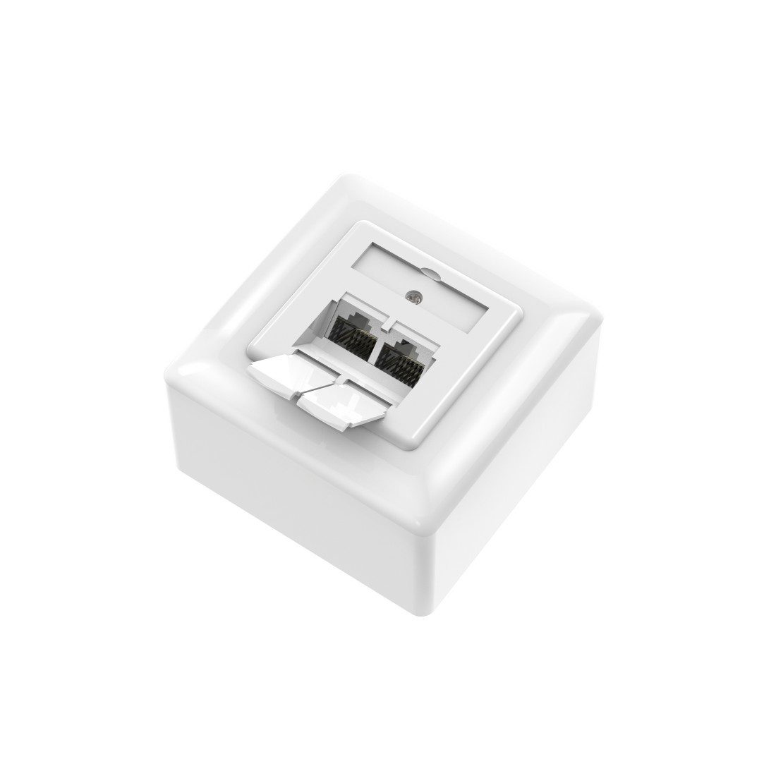 Hama Netzwerkstecker Netzwerkdose, CAT 6a, 10 Gbits, geschirmt, 2 Ports, Aufputz, Unterputz, (3-St)