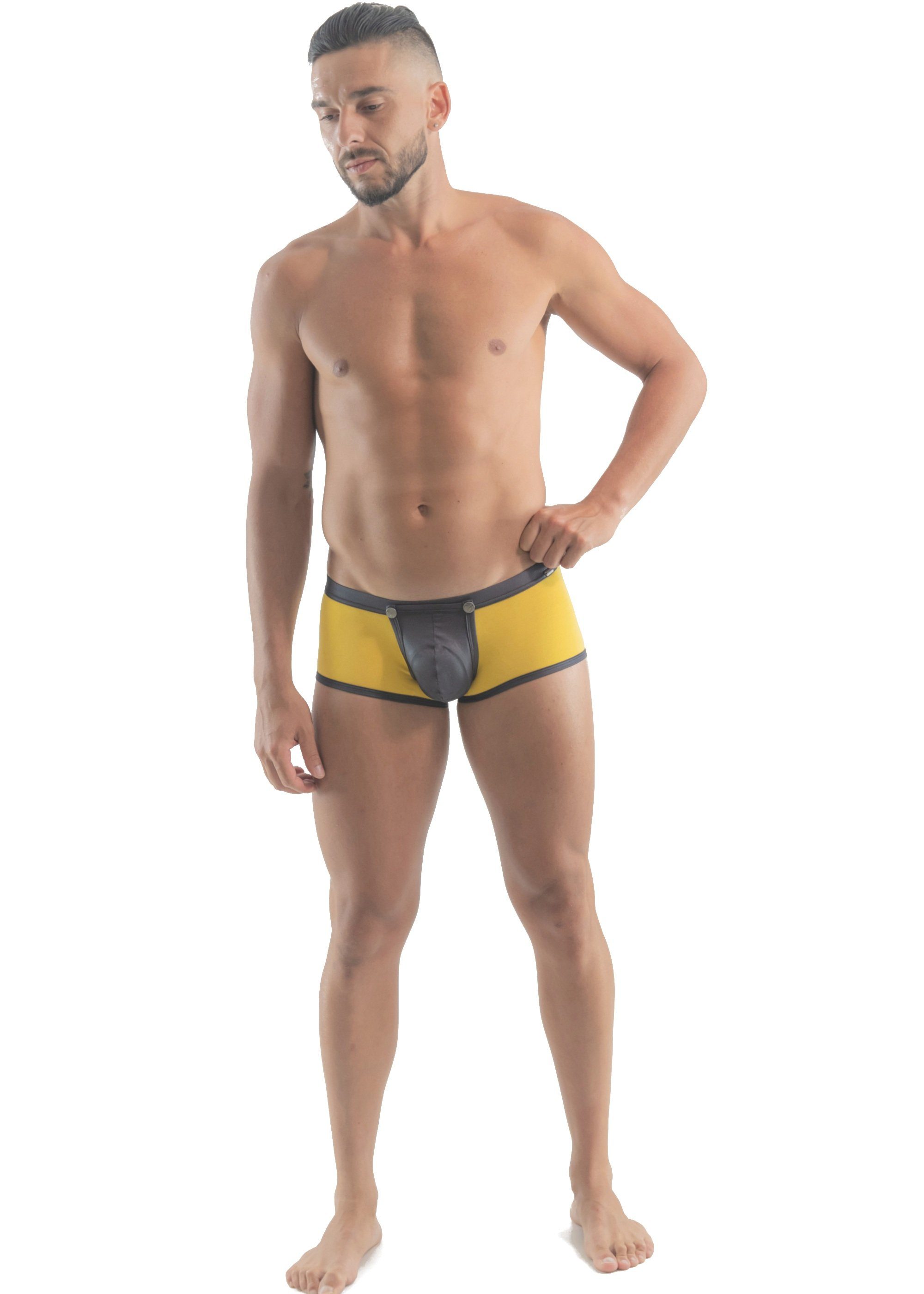 Geronimo Boxershorts Boxer 1-St) Druckknöpfen Erotic or Push erotisch mit Zipp Yellow (Mini-Boxer