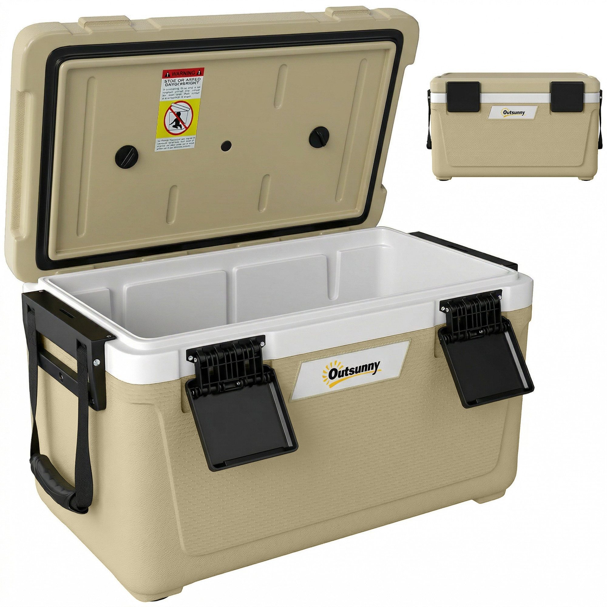 Outsunny Kühlbox mit PU-Vollschaumisolierung, Ablassventil, Griff, 42 l, für Camping Picknick