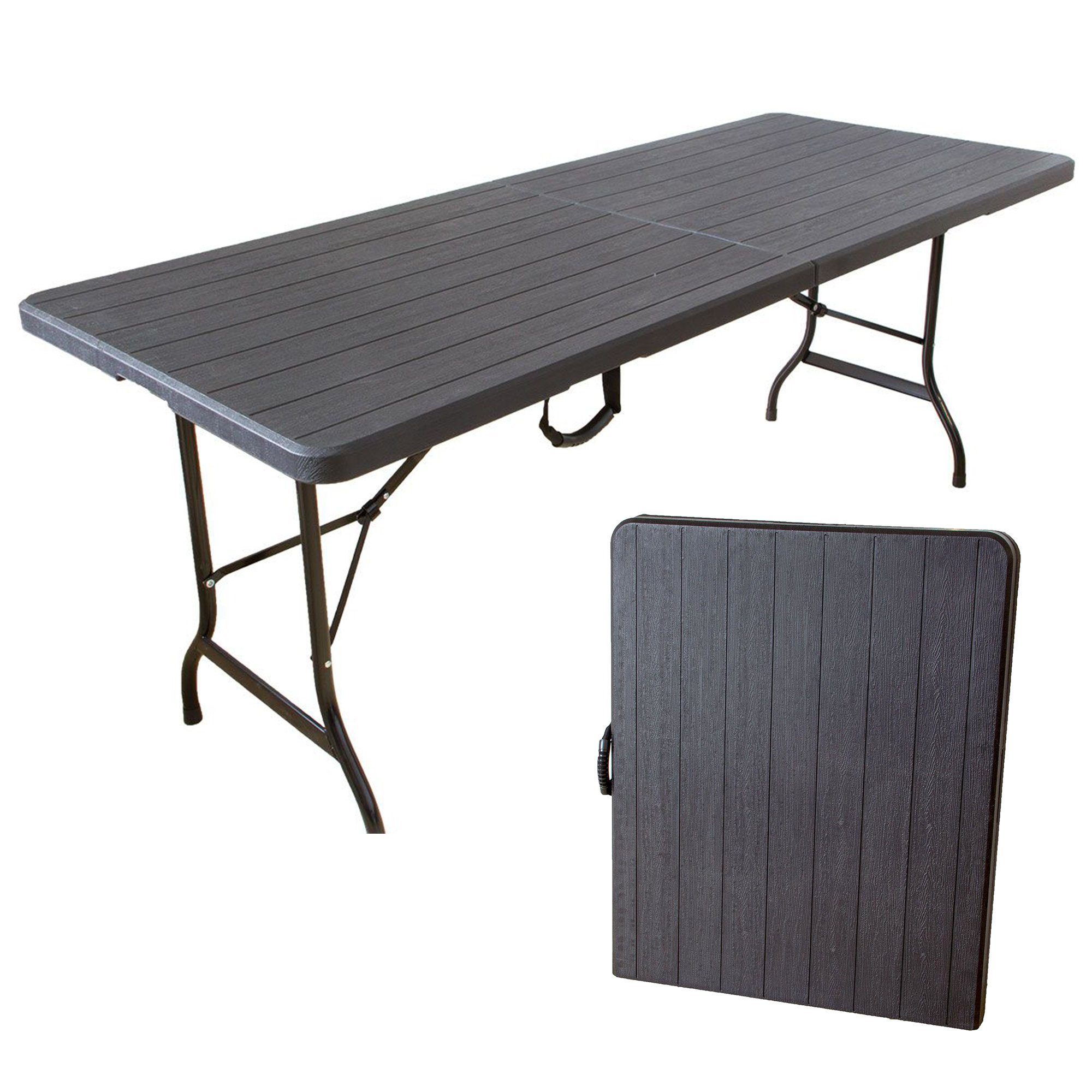Klapptisch Koffertisch 180x75cm, Bierzelt-Tisch in Holz-Optik