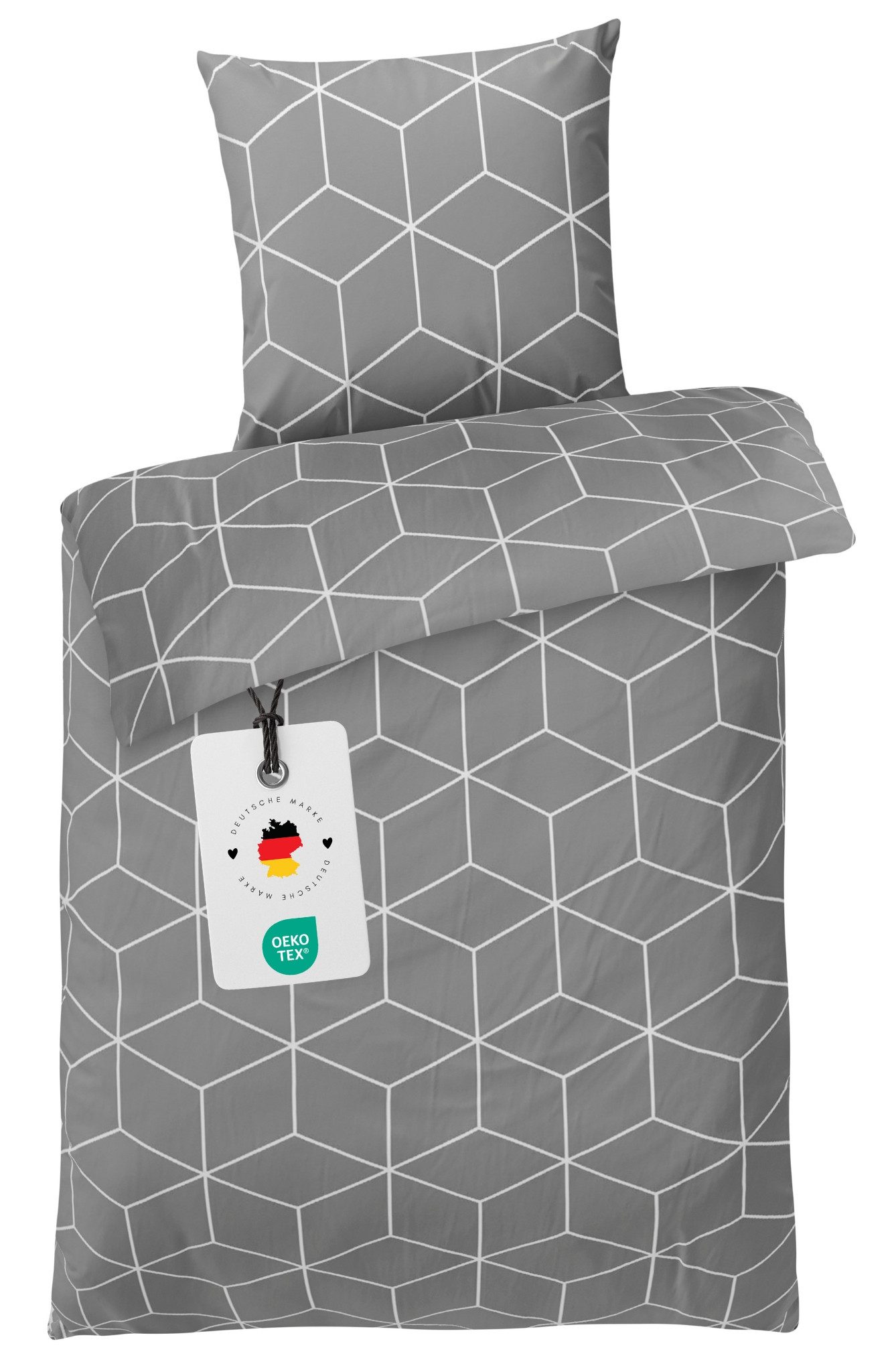 Carpe Sonno Bettwäsche Leichte Baumwoll Bettwäsche 135x200 155x220 Bettbezug Muster Grau, Renforcé, 2 teilig, Renforce Bettbezug 135x200 Muster Grau