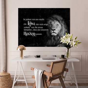 wandmotiv24 Leinwandbild In jedem steckt ein Löwe, Sprüche (1 St), Wandbild, Wanddeko, Leinwandbilder in versch. Größen