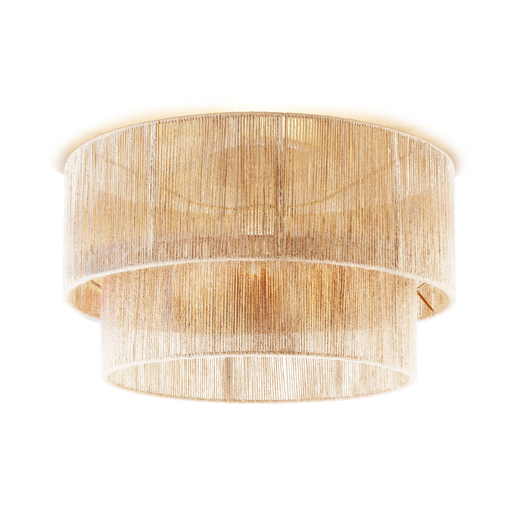 tectake Deckenleuchten Boho Jute-Lampe „Lignea Lux“ – Hängelampe aus Naturfaser 40W, Wickeltechnik, inkl. Montagematerial