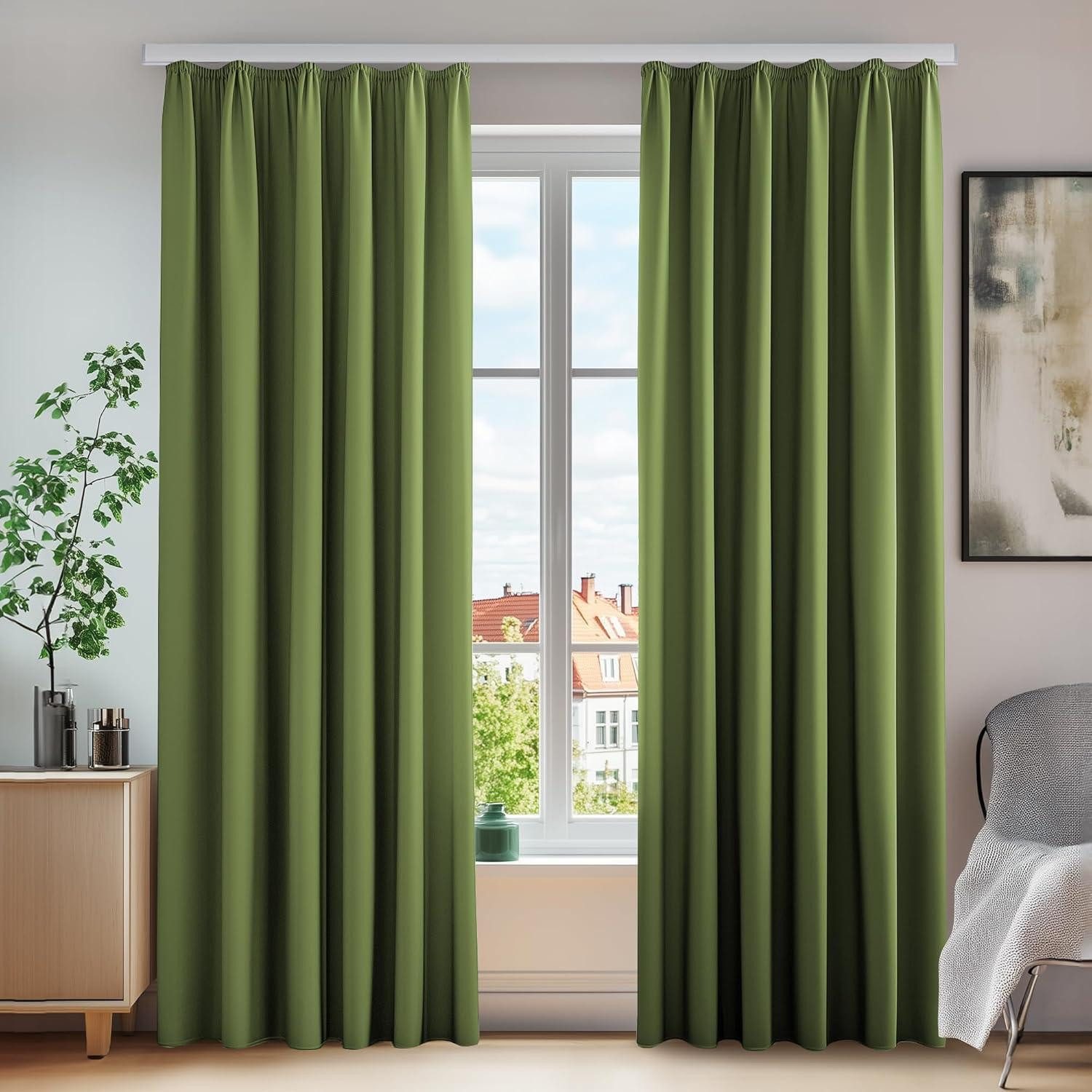 LuxusKollektion Hängedekoration Vorhang Blickdicht Kälteschutz H160 x B140 cm (2er Pack) Apfelgrün