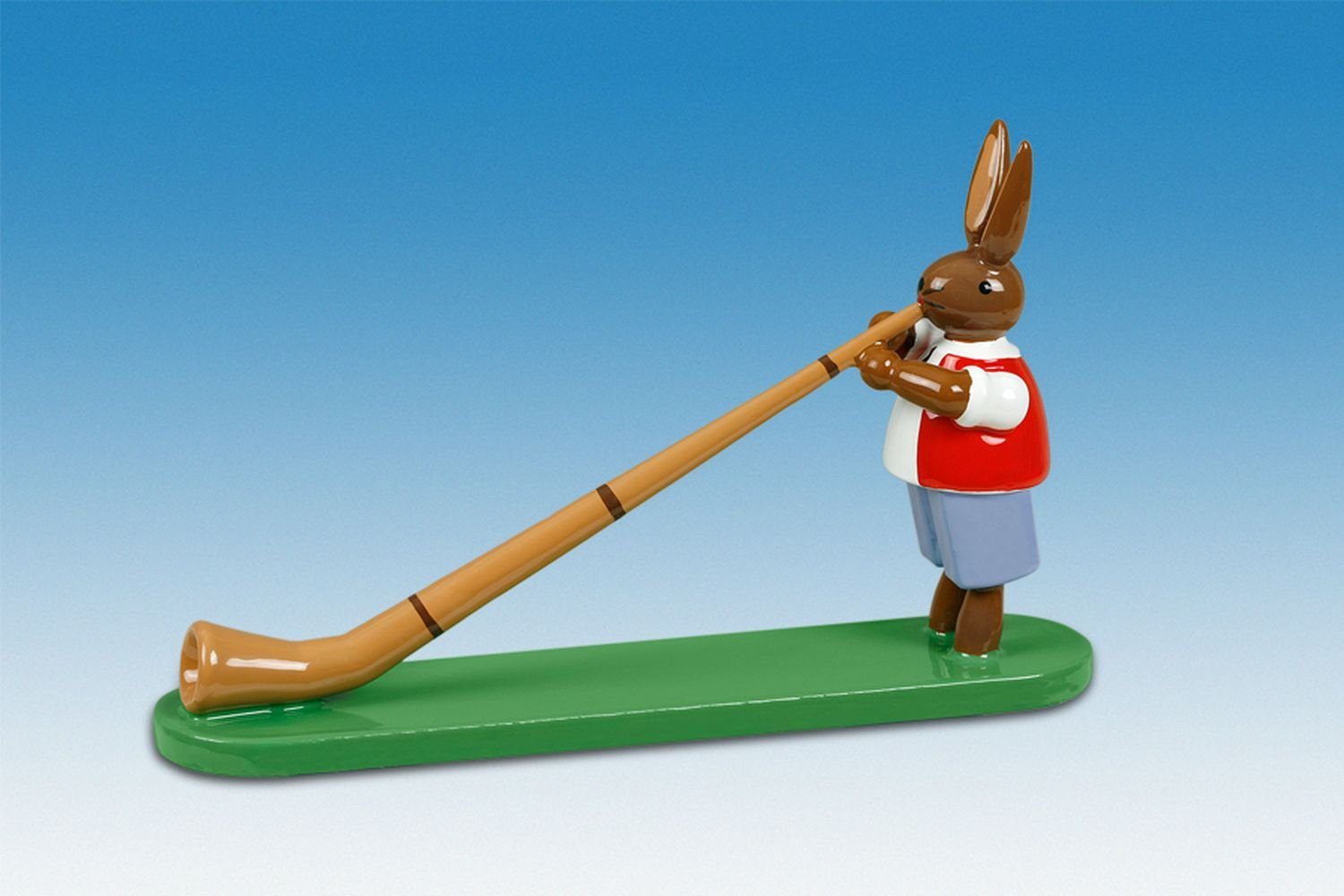 Osterhase Osterdekoration Osterhase mit Alphorn Höhe 7,5cm NEU