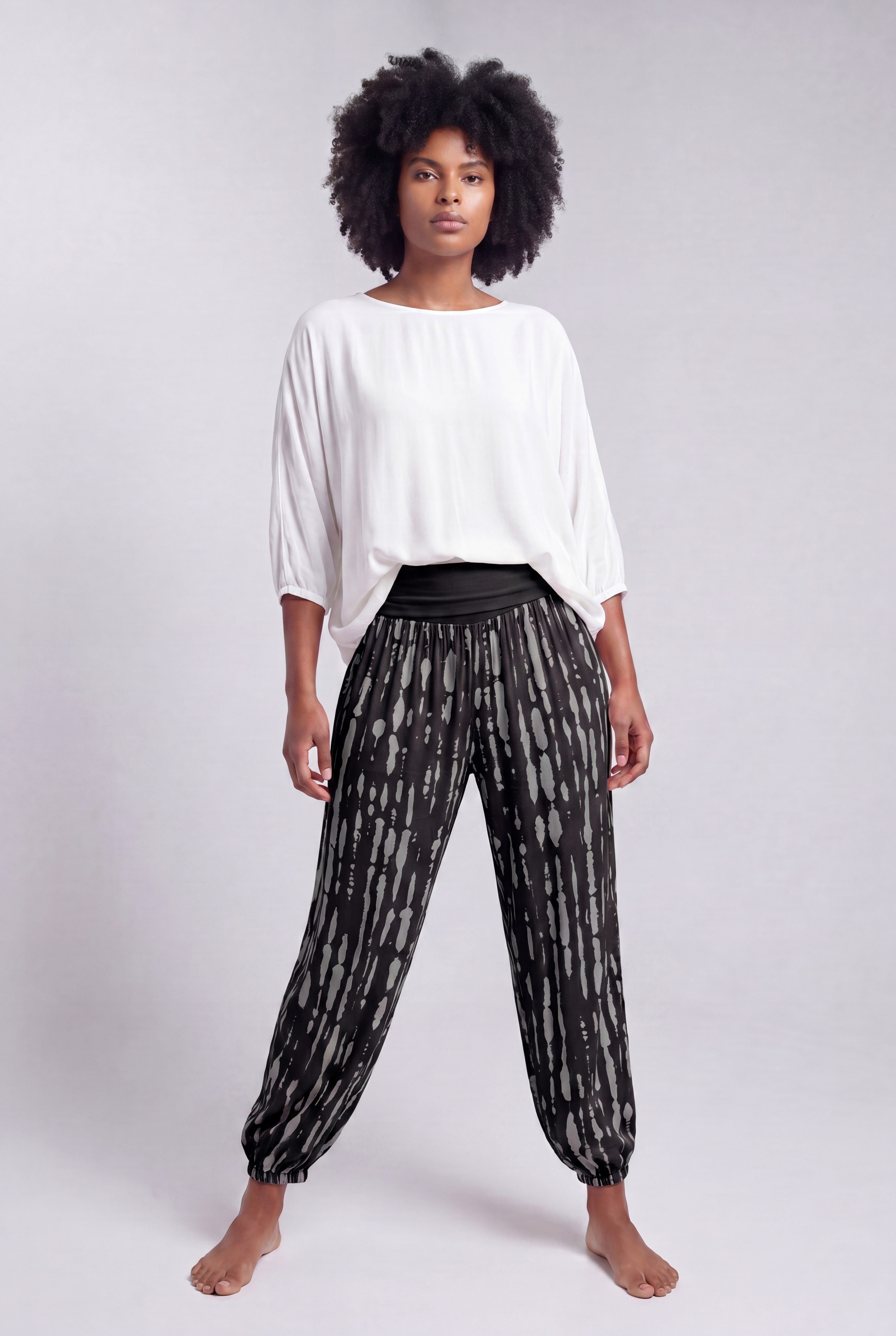 YC Fashion & Style Haremshose Pumphose mit Allover-Print – Bequeme Freizeithose mit Komfortbund mit elastischem Bund