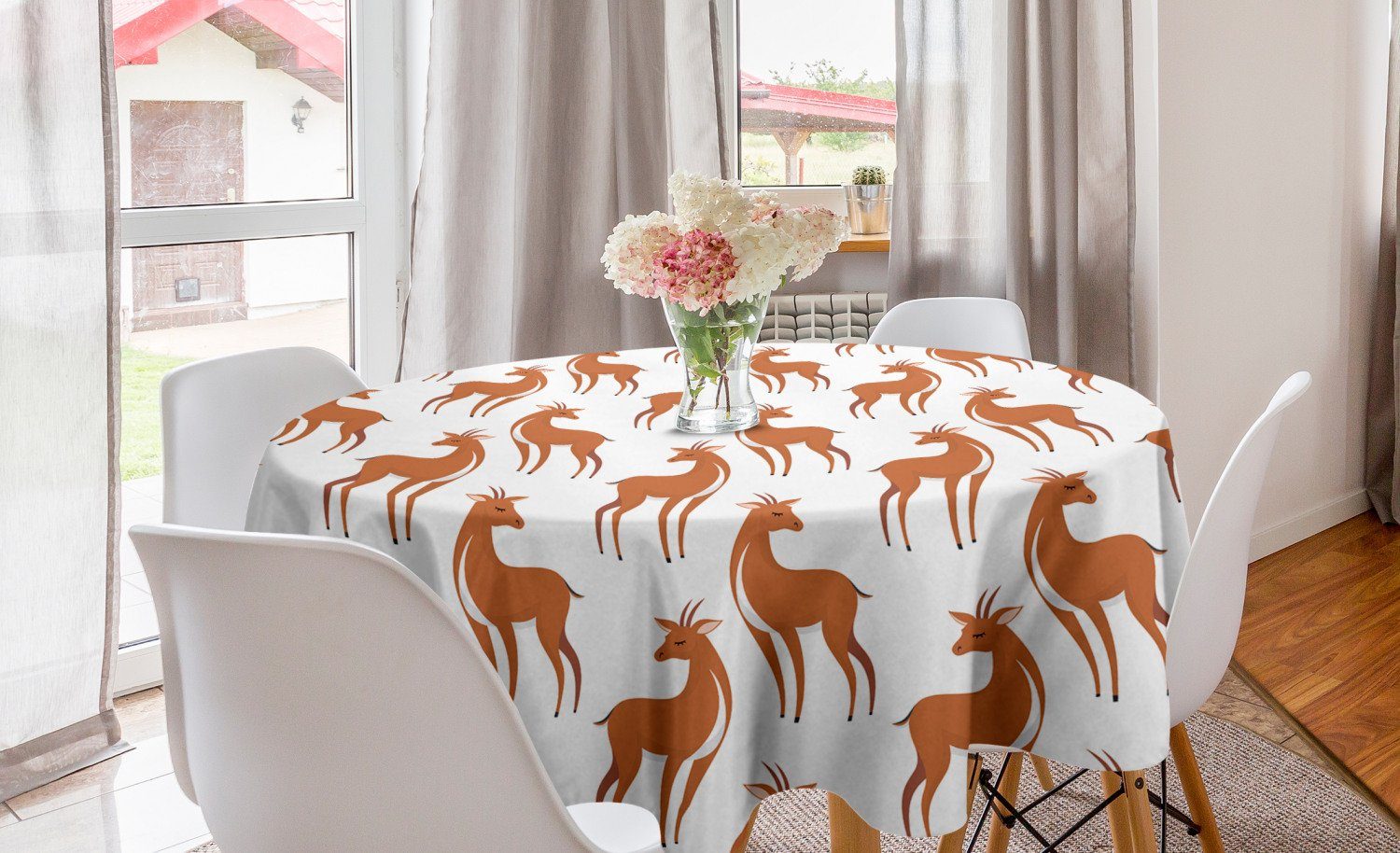 Abakuhaus Tischdecke Kreis Tischdecke Abdeckung für Esszimmer Küche Dekoration, Antilope Animal Cartoon