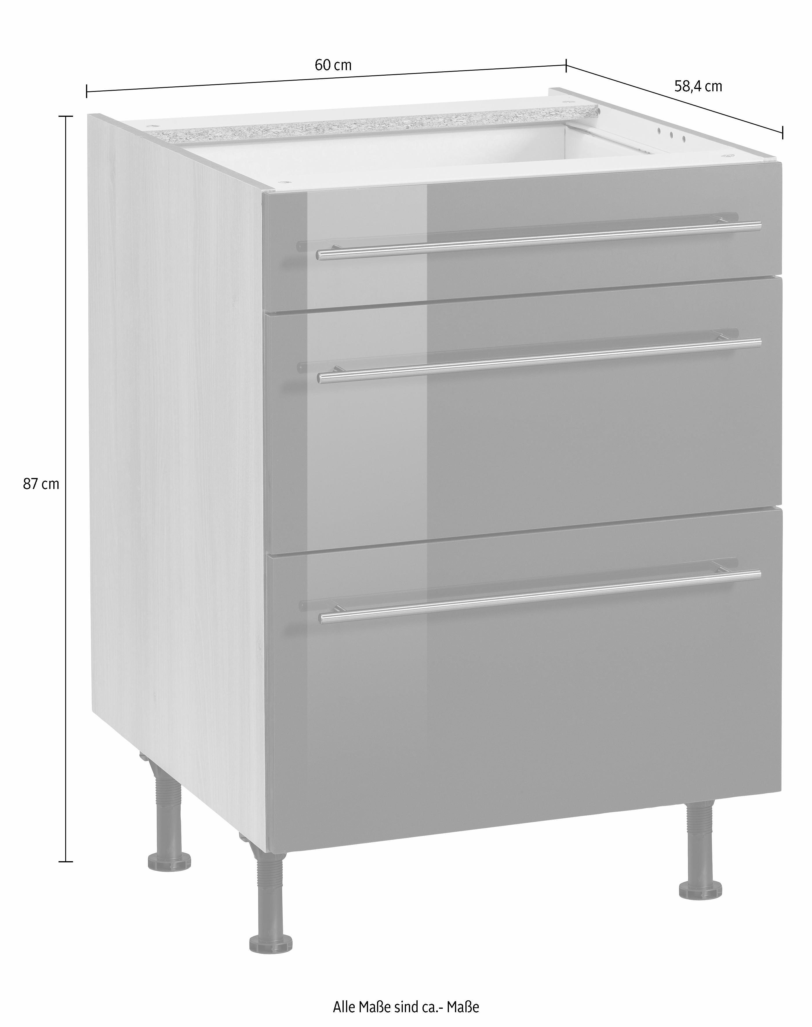 OPTIFIT Unterschrank Bern 60 cm breit, mit Schubkasten und 2 Auszügen,höhenverstellbare Füße