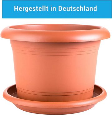 2friends Pflanzkübel 2er Set Blumentöpfe Pflanztöpfe mit Untersetzer, 30 cm Durchmesser Pflanzentopf mit Löcher, terracotta