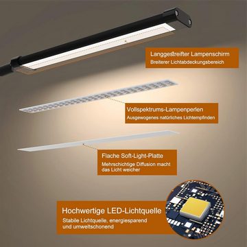 Jioson Klemmleuchte LED Schreibtischlampe, Clip-on-Lampe, 3 Farbtemperatur, Warmweißes Licht/natürliches Licht/weißes Licht, 40cm hohe, flexible 360° Schwenkbare Klemmleuchte