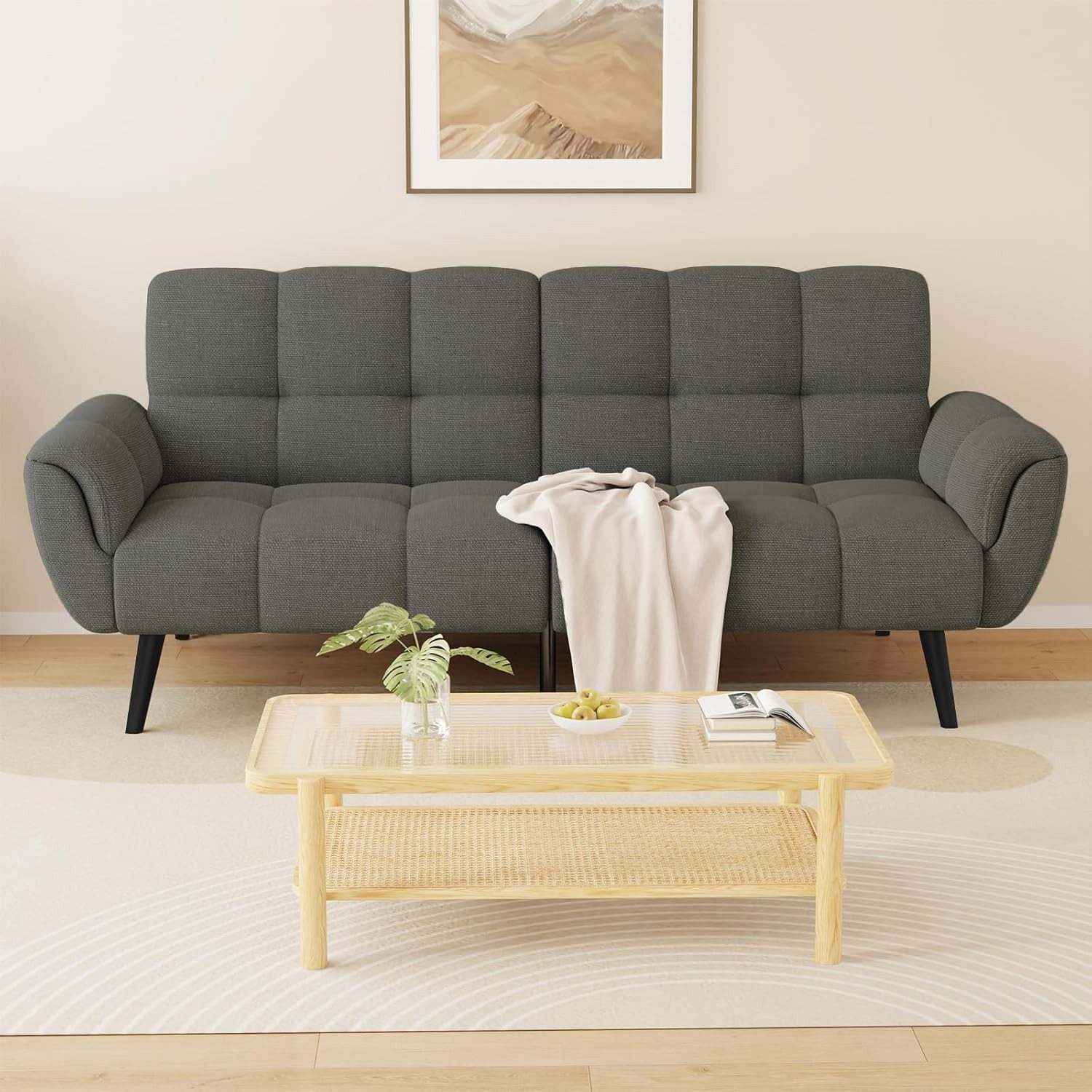 Jiexi 3-Sitzer Sofa Mit Schlaffunktion, Klappsofa Sofa 3 Sitzer, Geeignet Wohnzimmer