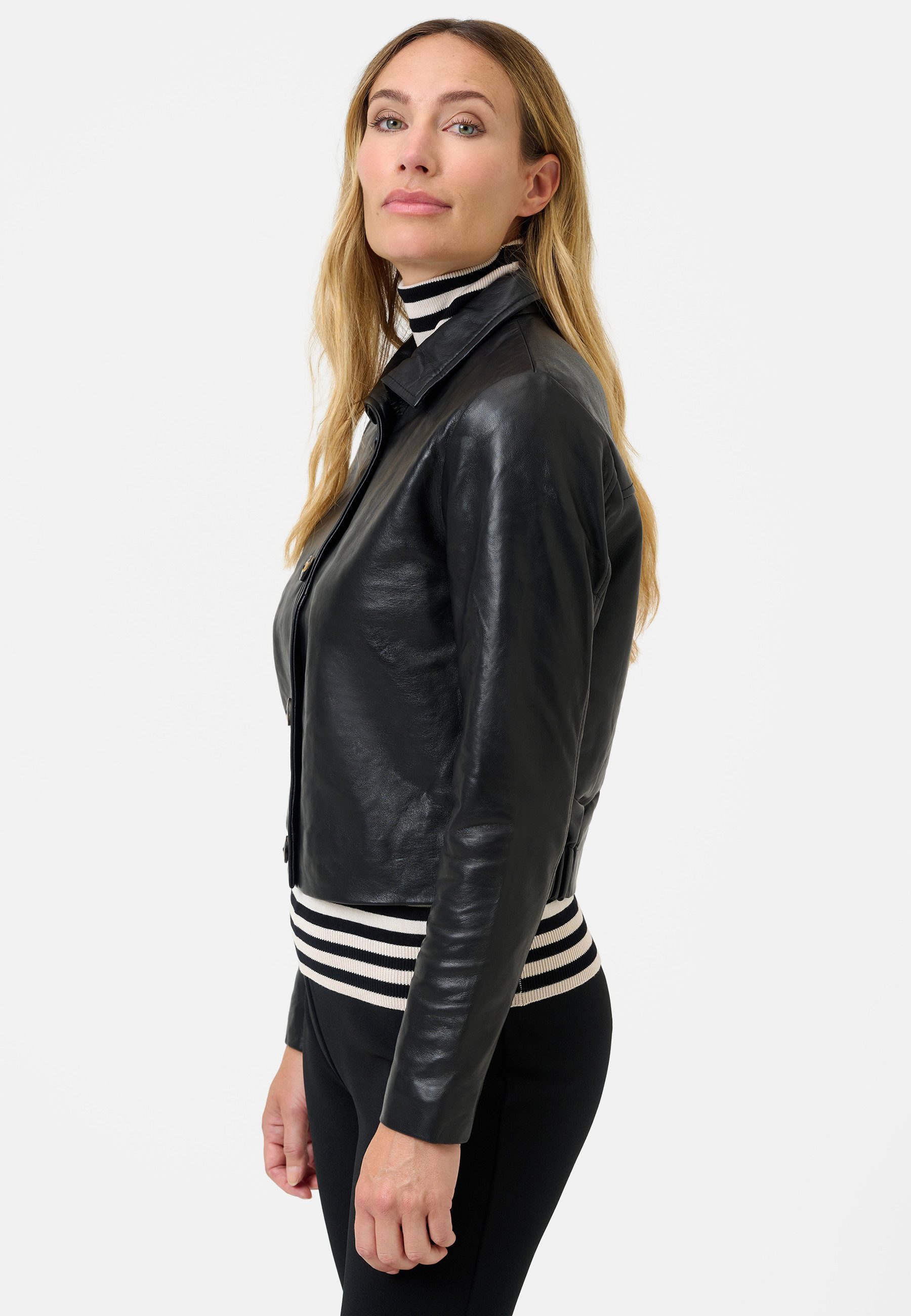 RICANO Lederjacke Juliette Lederjacke mit Stehkragen und Knopfverschluss – Bild 4 von 5