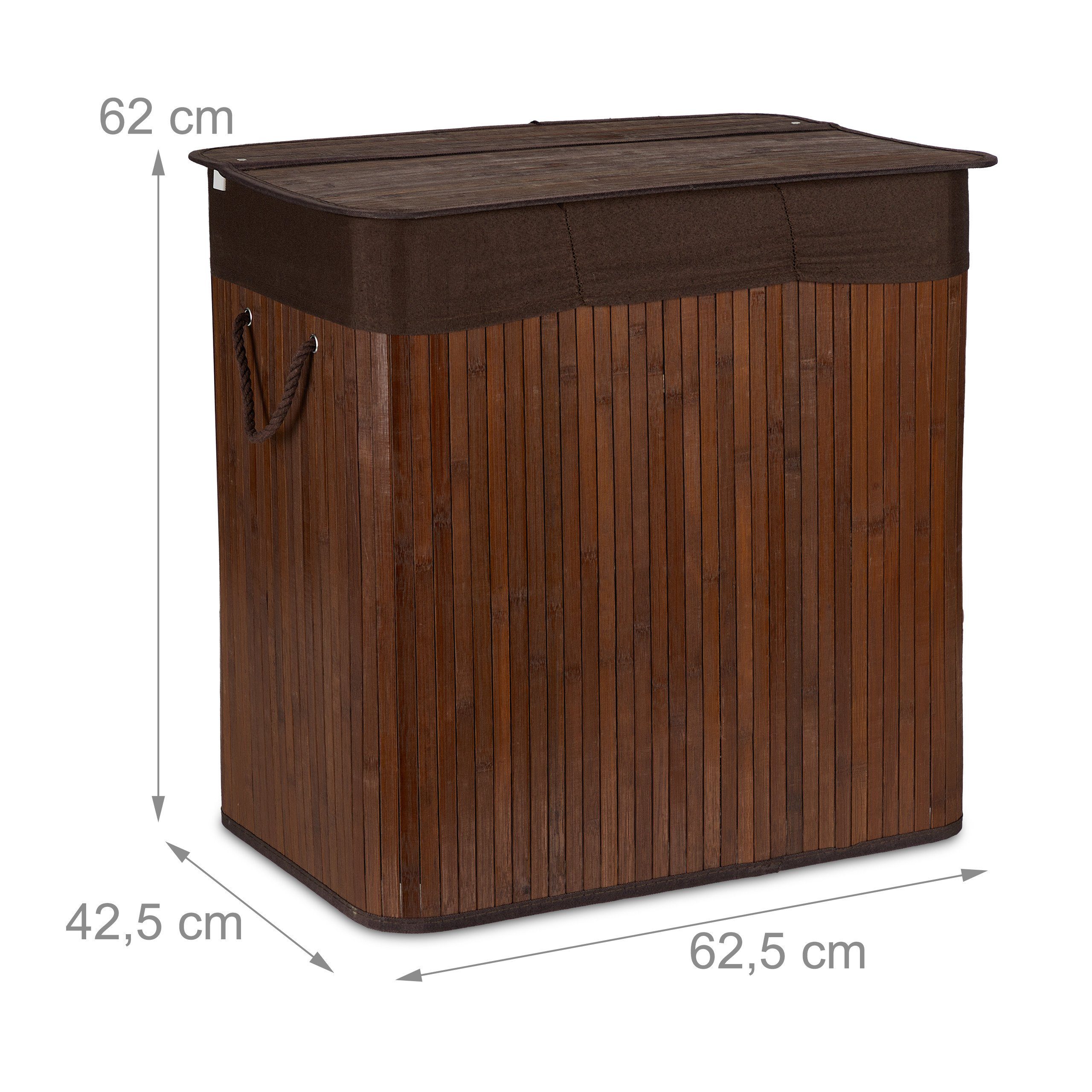 relaxdays Wäschesortierer Bambus Wäschekorb 3 Fächer, braun