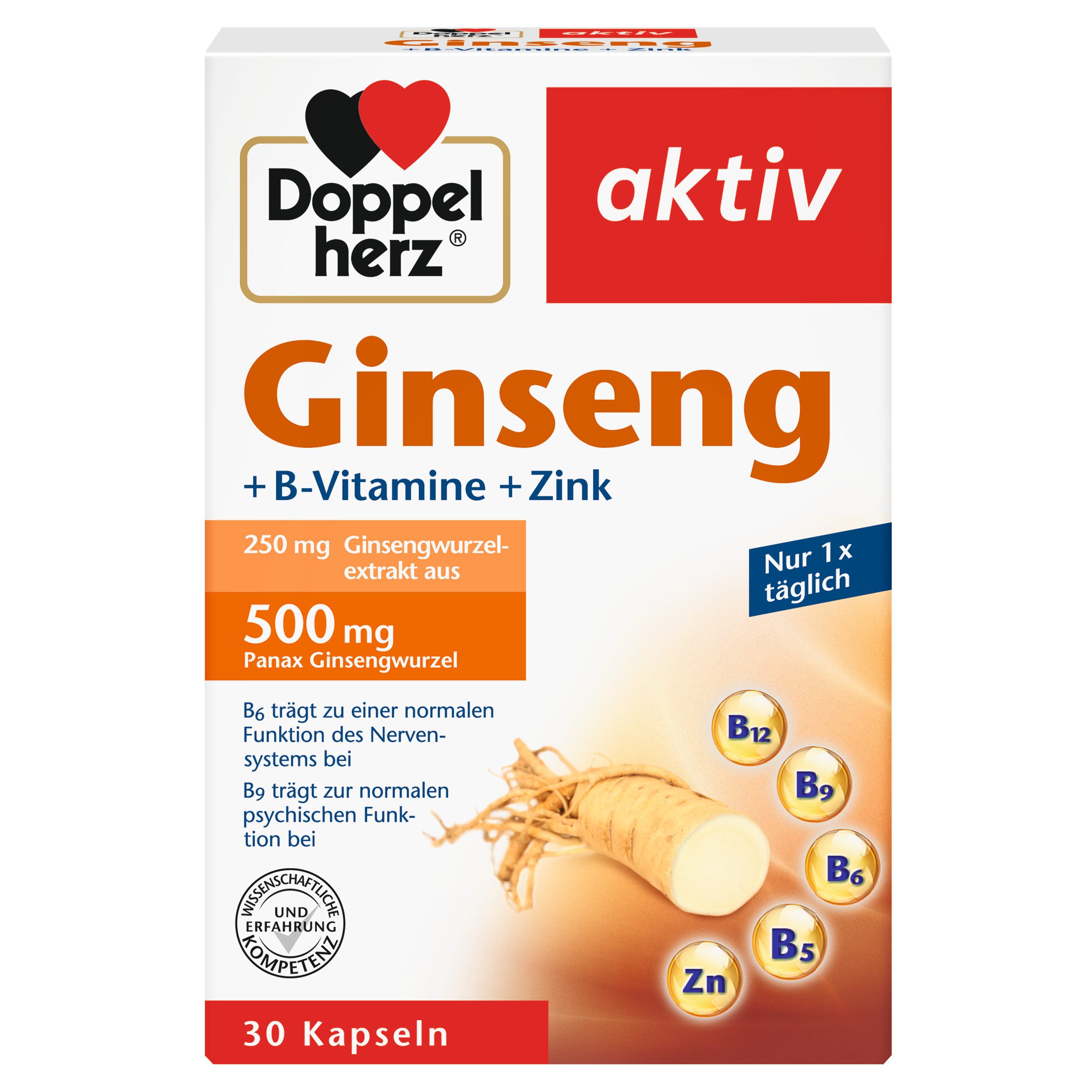 Doppelherz Doppelherz Ginseng 250 + B-Vitamine + Zink 30 Kapseln, 16,2g Kapsel