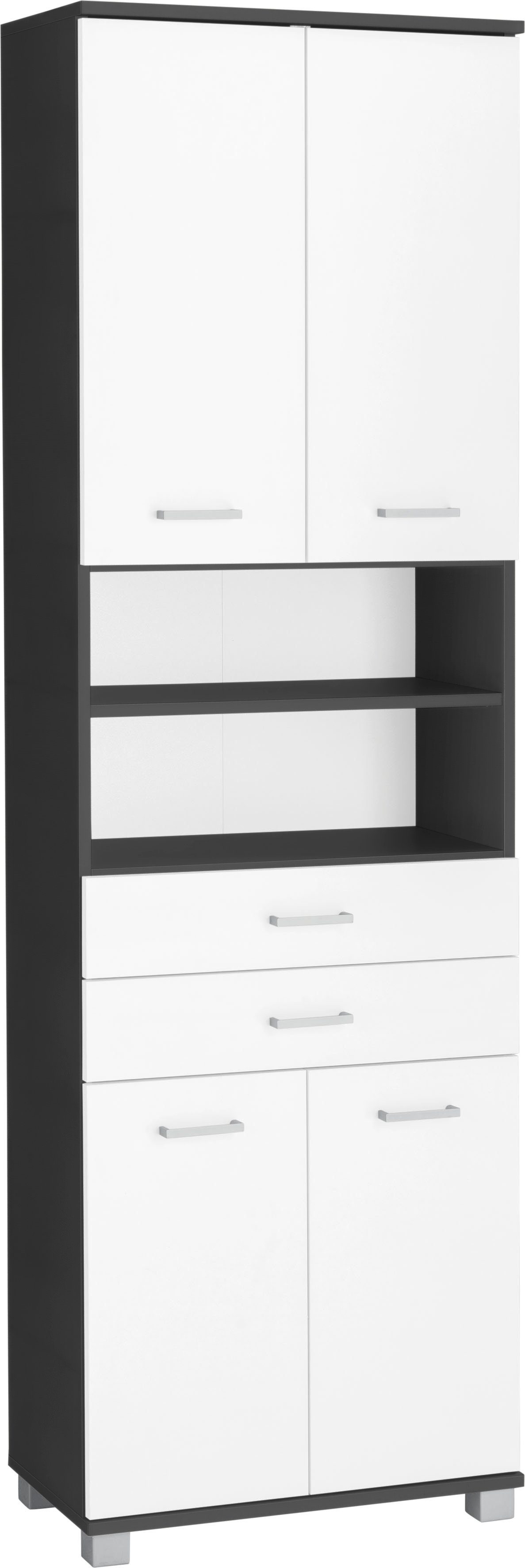 Schildmeyer Hochschrank 59,8/193,7 anthrazit/weiß Mobes | Breite/Höhe: breiten Badschrank mit anthrazit cm, Schubkästen 2