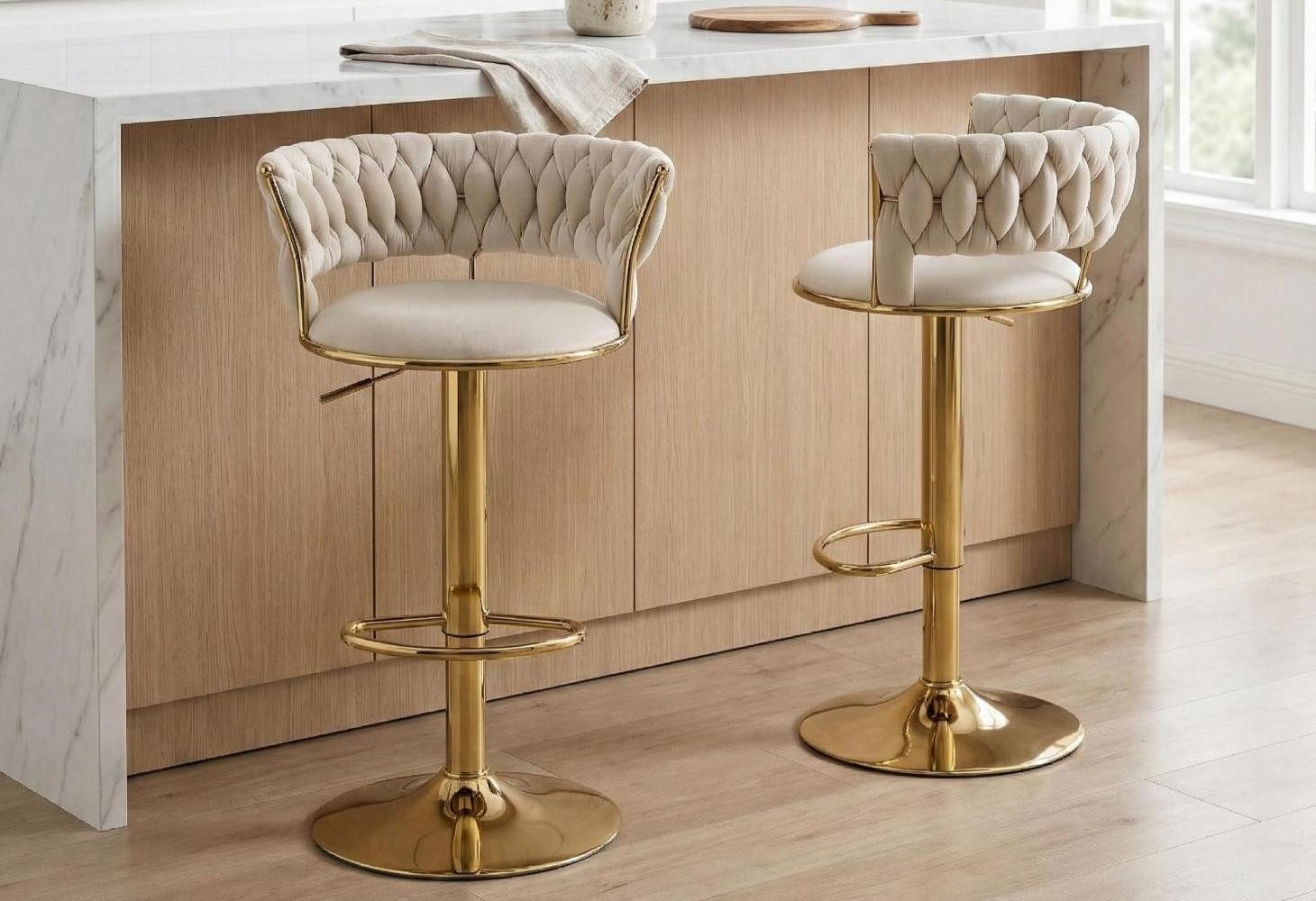 LVHOM Barhocker silber/goldene Stuhlbeine, Moderne Samt-Hochstuhl/Barstuhl günstig online kaufen