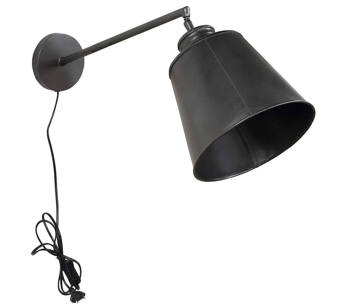 Trademark Living Lampenschirm Schlichte schwarze Wandlampe mit Arm
