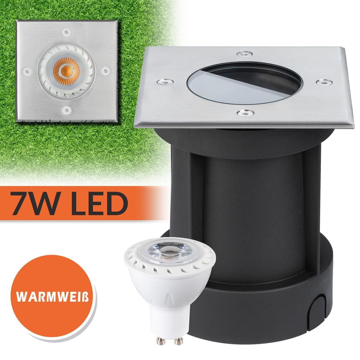 LEDANDO LED Einbaustrahler Set von LED GU10 Markenstrahler - LED mit Bodeneinbaustrahler LEDANDO