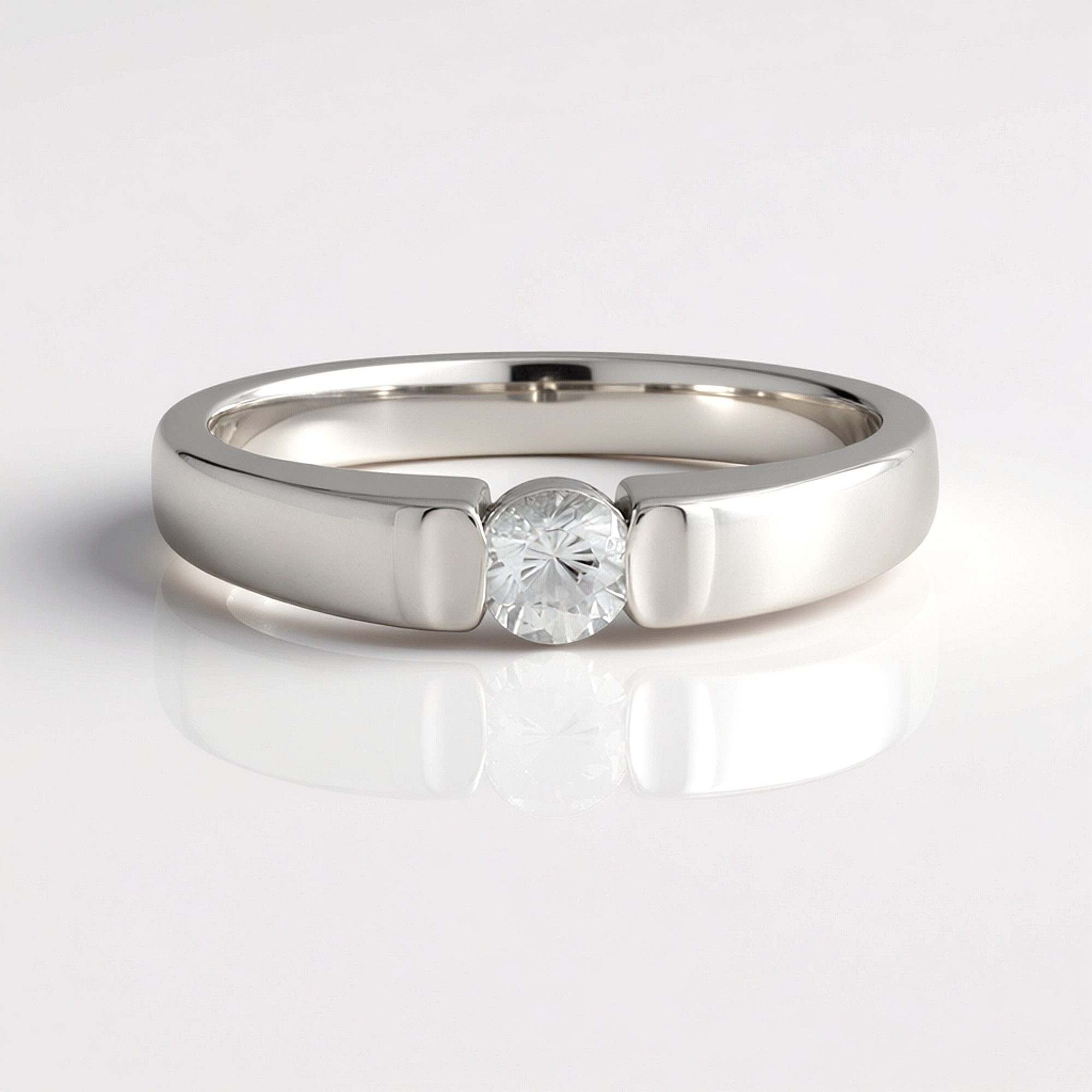 Cavill Solitärring Kambodschanischer Zirkon-Ring aus versilbertem Platin (1-tlg)