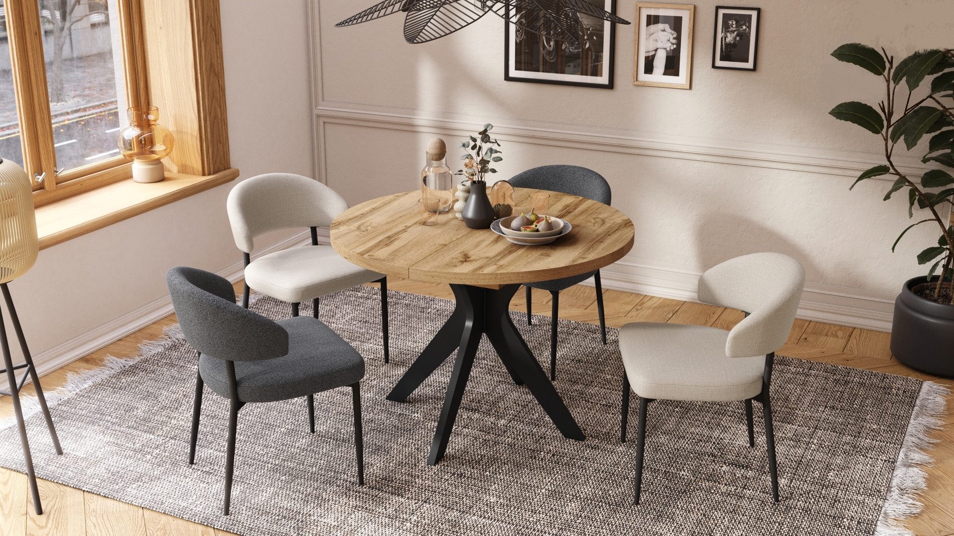 designimpex Esstisch Design Esstisch Renzo ausziehbar 110 bis 180 cm rund E günstig online kaufen