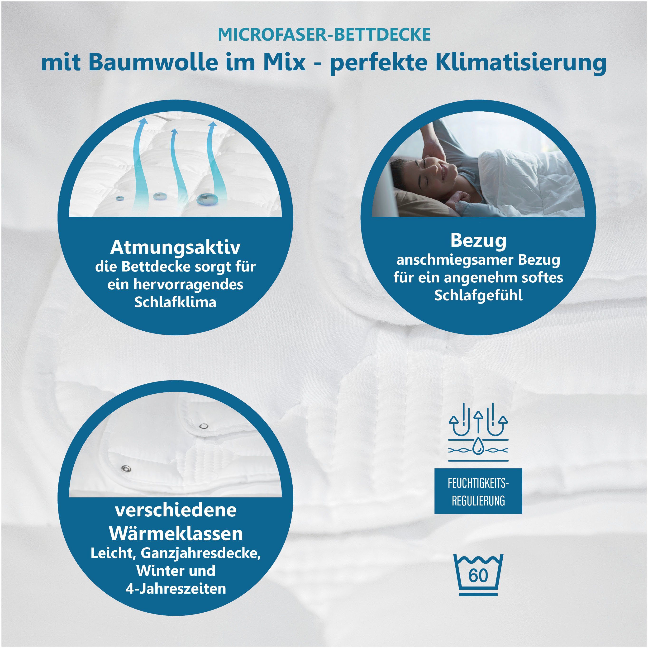Beco Microfaserbettdecke Medibett Cotton Soft, Bettdecken für Sommer und Winter, Decke, Füllung: Polyester, Bezug: 80% Polyester, 20% Baumwolle, Bettdecke 135x200 cm, allergiker geeignet (Hausstauballerker)