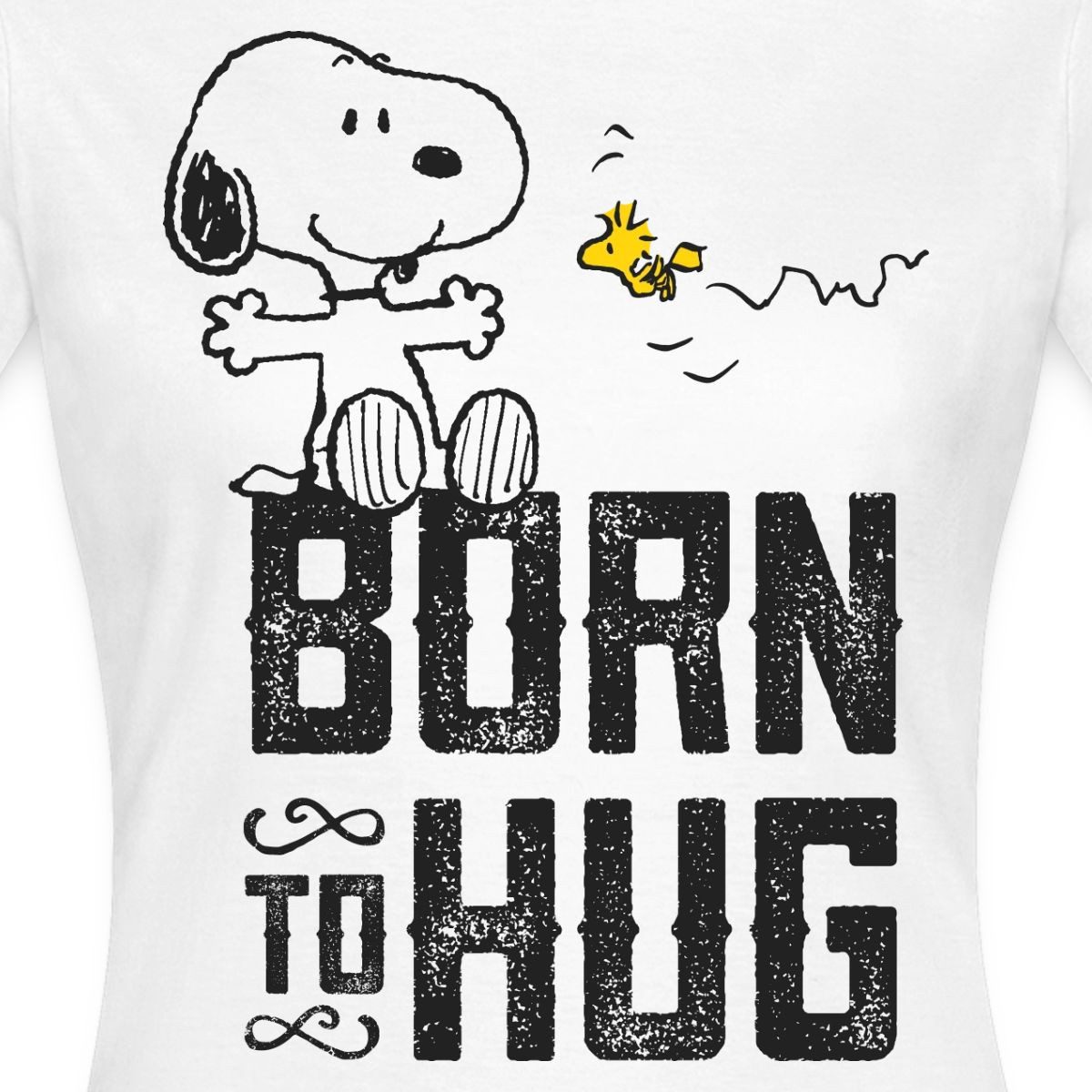 Spreadshirt T-Shirt Peanuts Snoopy Born To Hug Woodstock Frauen T-Shirt (1-tlg)