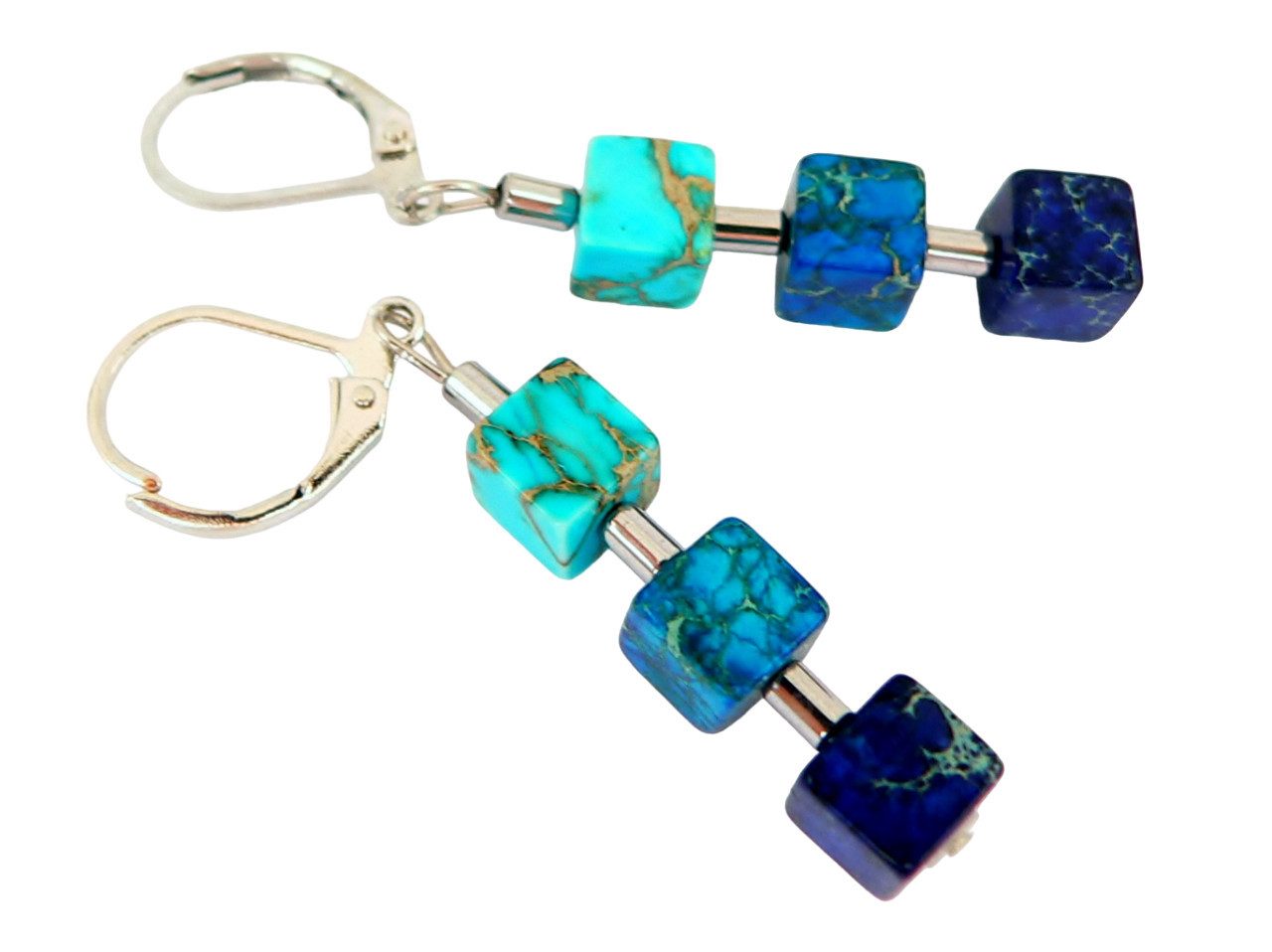 traumschmuck Ohrhänger-Set 213do Ohrhänger Edelstein Jaspis Würfel blau hel günstig online kaufen