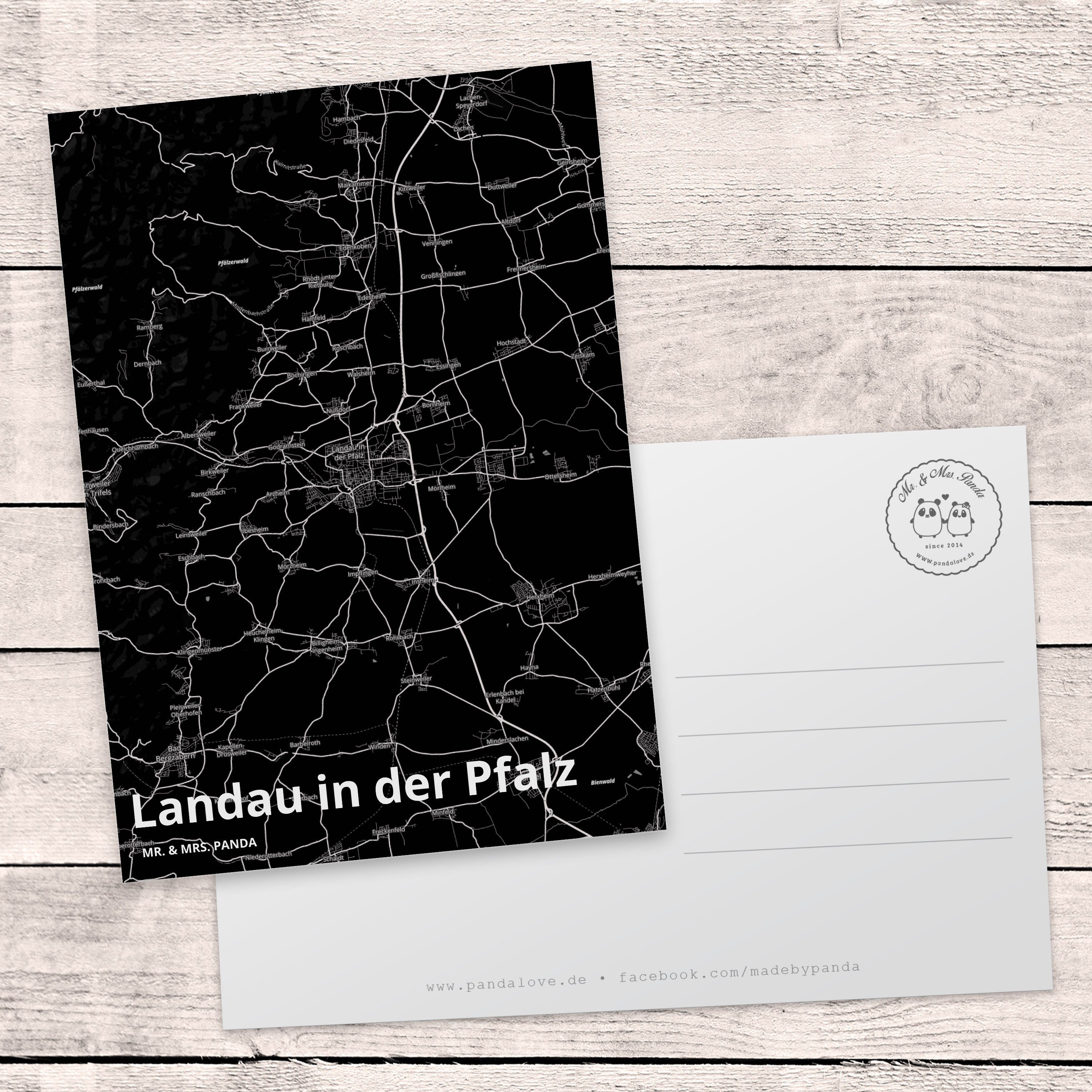 Panda Landau Mr. Postkarte Stadtp Stadt Mrs. Dorf Karte in der Landkarte - Map & Geschenk, Pfalz
