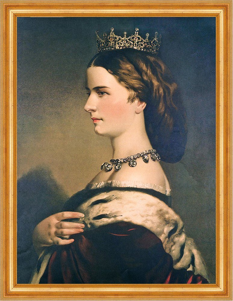 BillerAntik Kunstdruck Porträt der Kaiserin Elisabeth Österreich Sisi K&K Hermelin H A3 0591, (1 St)