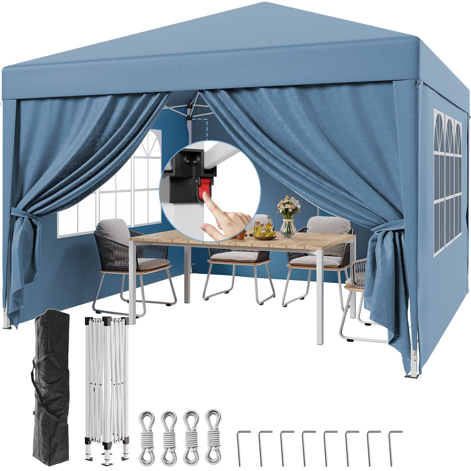 HOMALL Faltpavillon 3x3m Klappbare Partyzelt,Pop-up Gartenpavillon günstig online kaufen