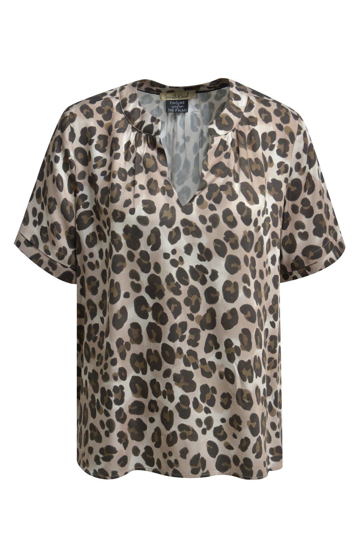 Kurzarmbluse Smith & Soul Bluse mit Leomuster und kurzem Arm in