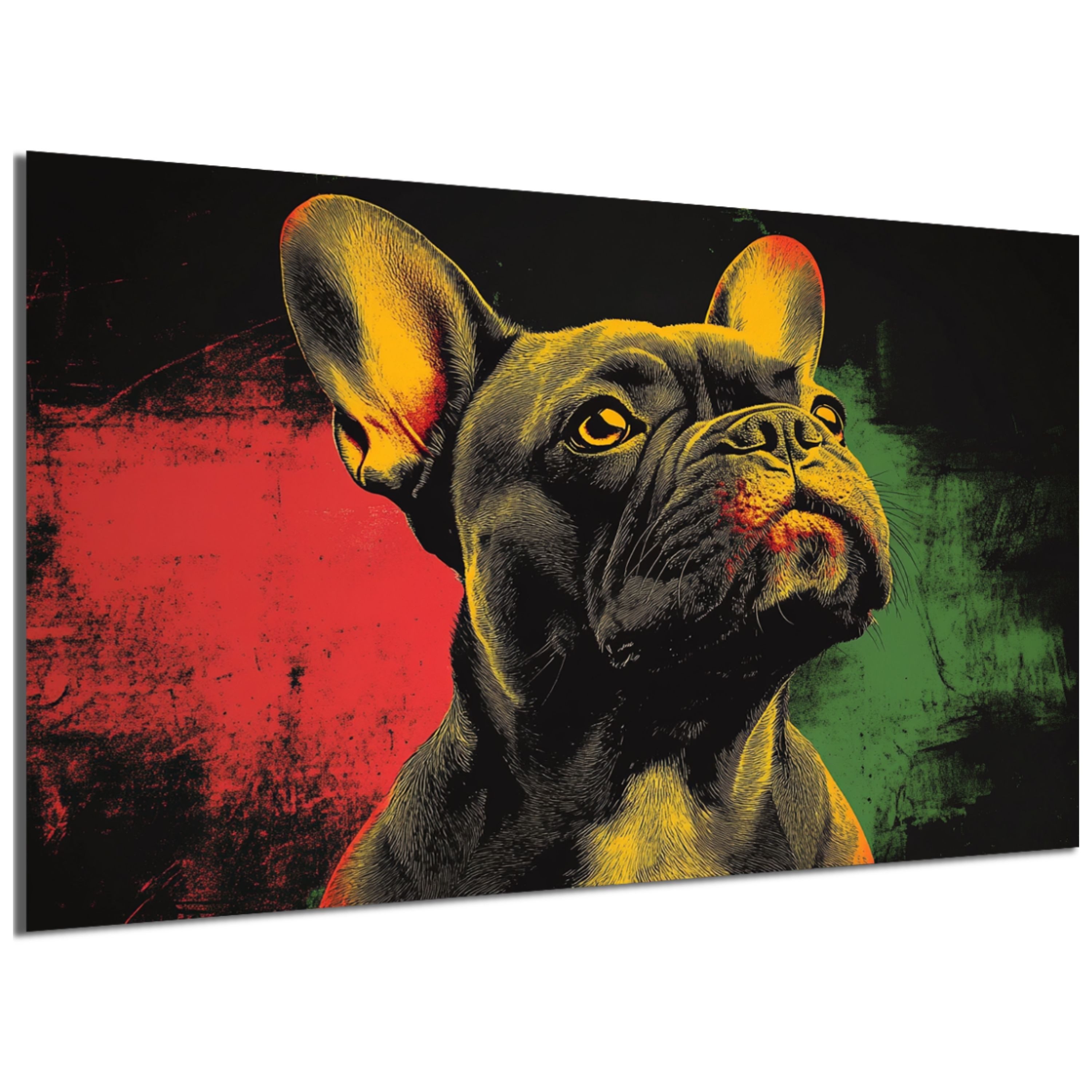 DARO Design Leinwandbild Modern Abstrakt Wandbilder XXL Wandbild Wand Deko Leinwand Bilder, (Bulldogge Warhol Glitch - Bilder groß Wohnzimmer Schlafzimmer Küche Esszimmer Einteilig Querformat Fotodruck Leinwände Wanddeko Abstrakte Kunst Boho), 30x20cm