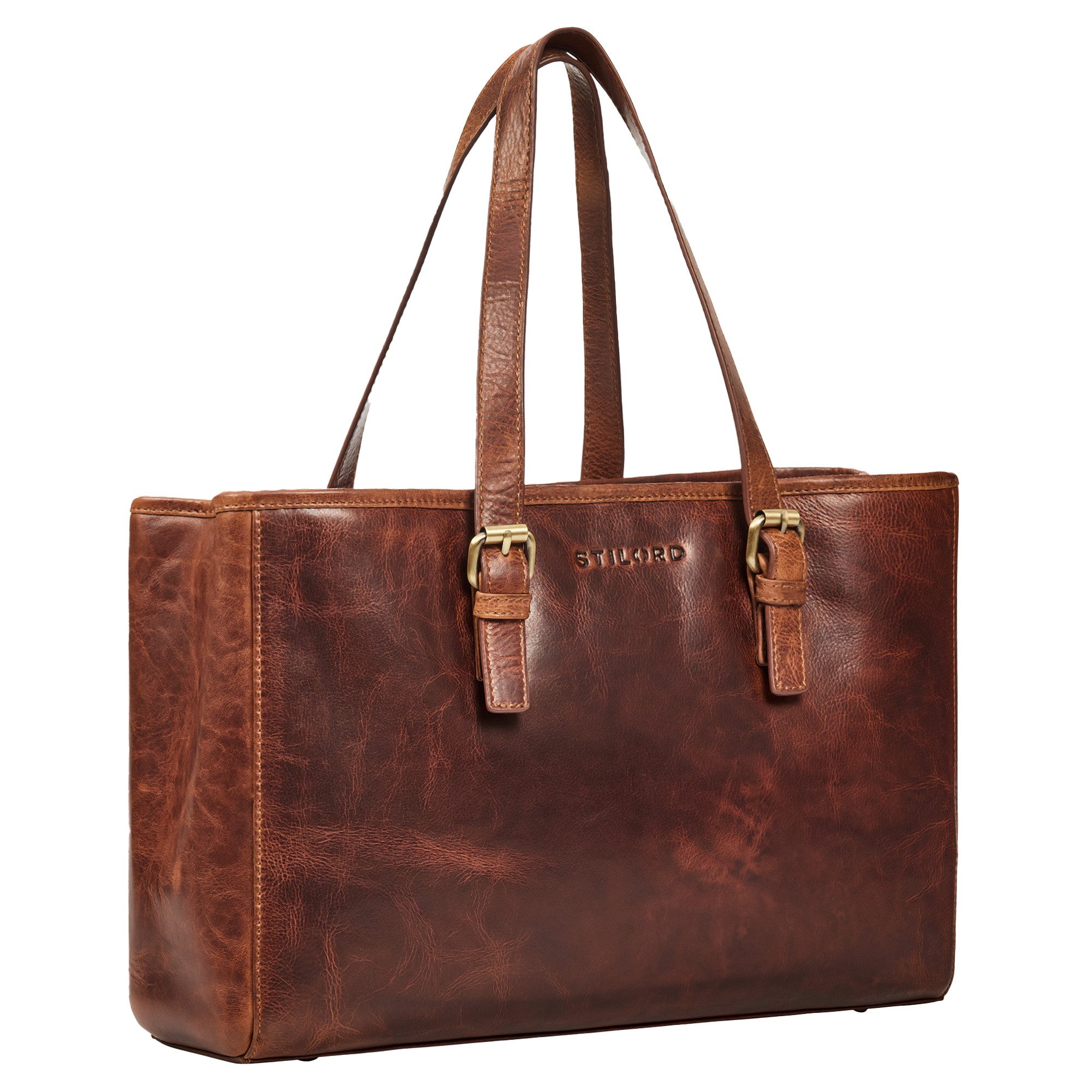 Handtasche "Gaby" Echt-Leder Shopper Tasche Damen Groß mit vielen Fächern