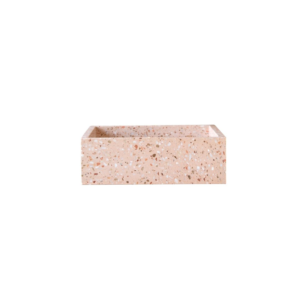 Tikamoon Waschbecken Made Quadratisches Waschbecken aus Premium-Terrazzo Pink