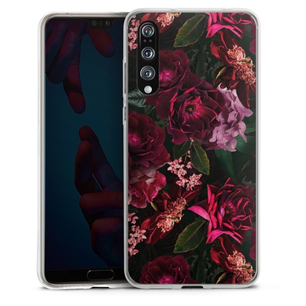 DeinDesign Handyhülle Rose Blumen Blüte Dark Red and Pink Flowers, Huawei P20 Pro Silikon Hülle Bumper Case Handy Schutzhülle