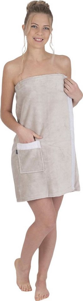 Wewo fashion Kilt 9589T, Langform, Baumwoll-Mix, Klettverschluss, Saunakilt  für Damen, mit aufgesetzter Tasche, kuschelig weich, deshalb optimale  Feuchtigskeitsaufnahme, wie -abgabe