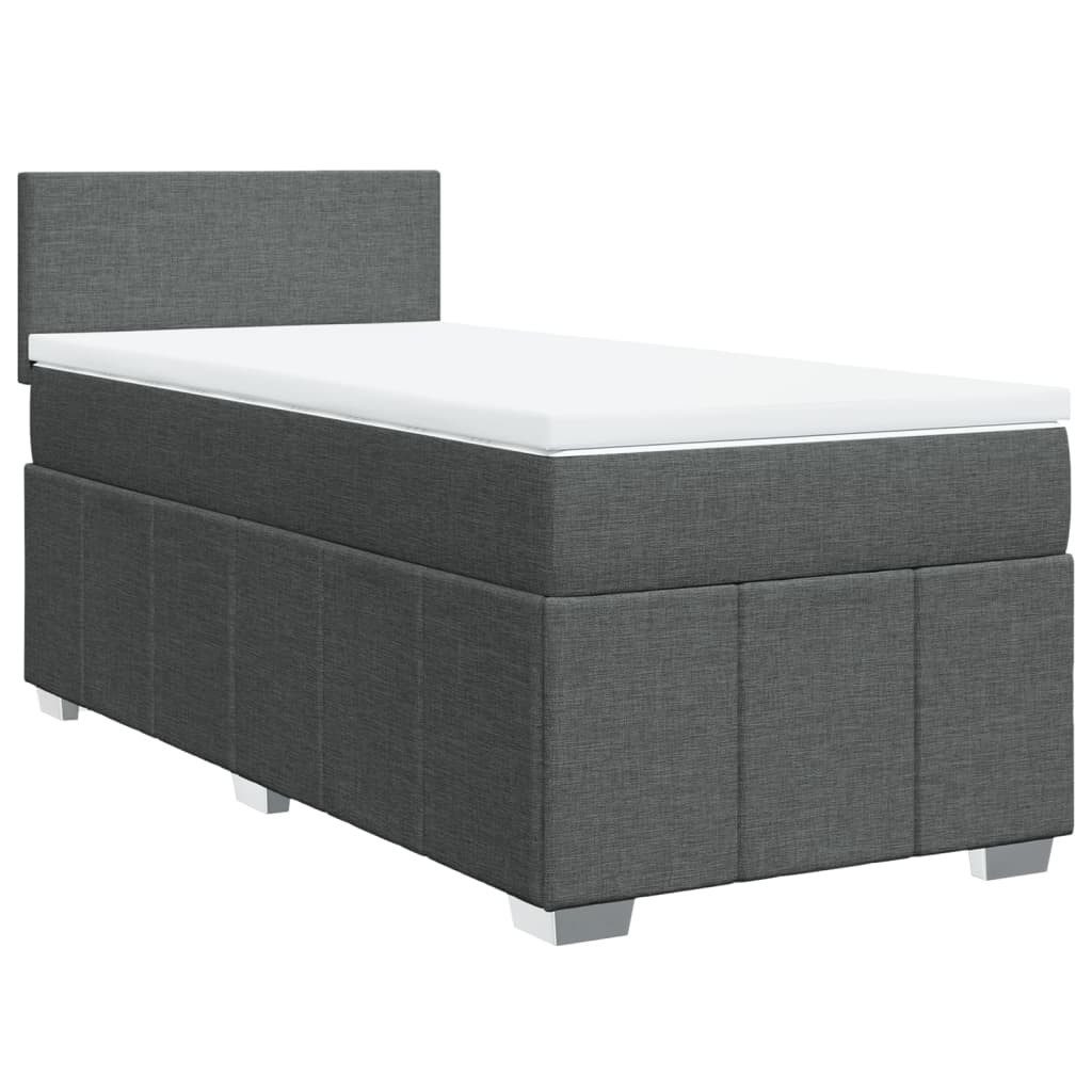 Bett Boxspringbett mit Matratze Dunkelgrau 90x190 cm Stoff