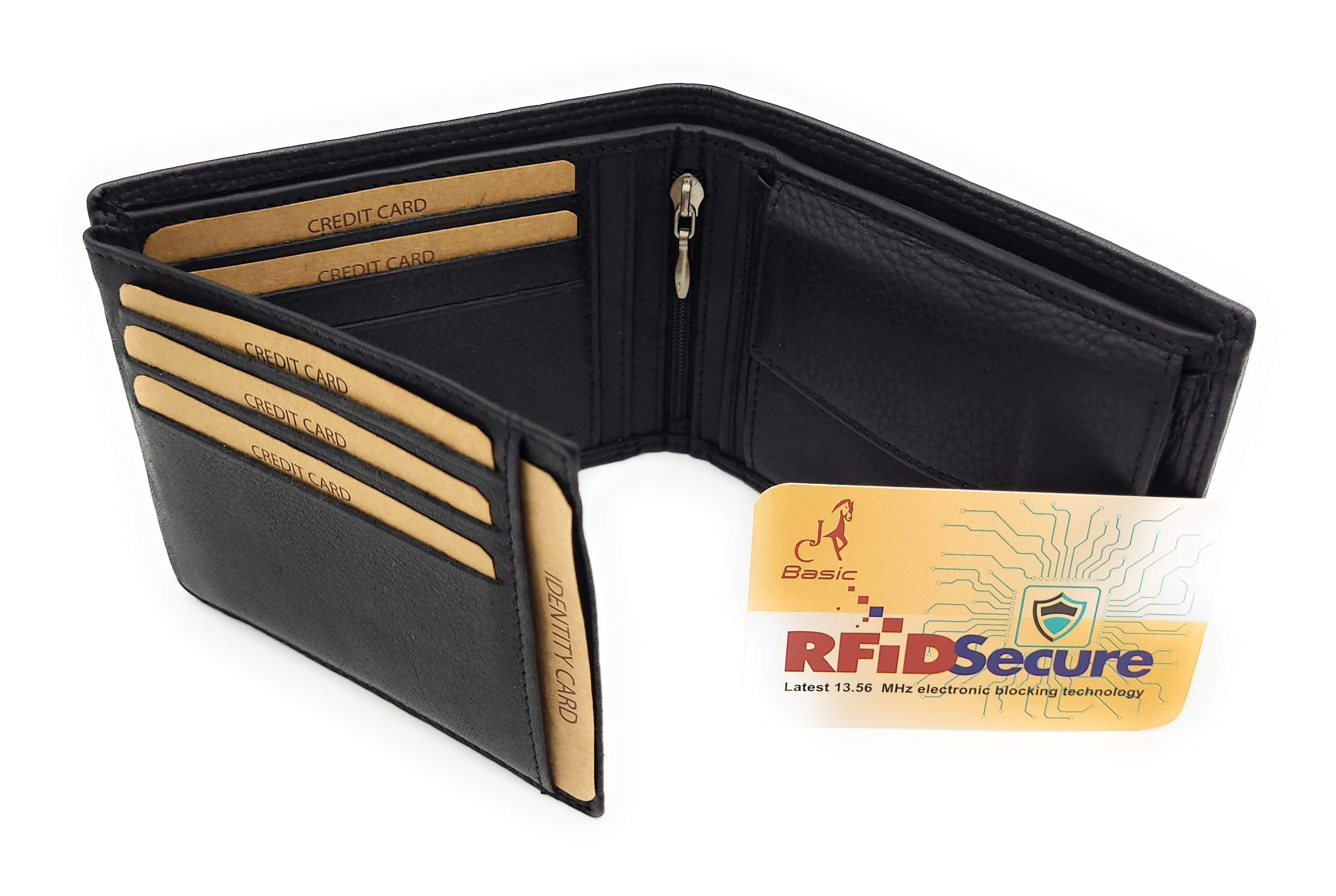 JOCKEY CLUB Geldbörse echt Leder Herren Portemonnaie mit RFID Schutz, Reißverschlussfach innen, Volllederausstattung