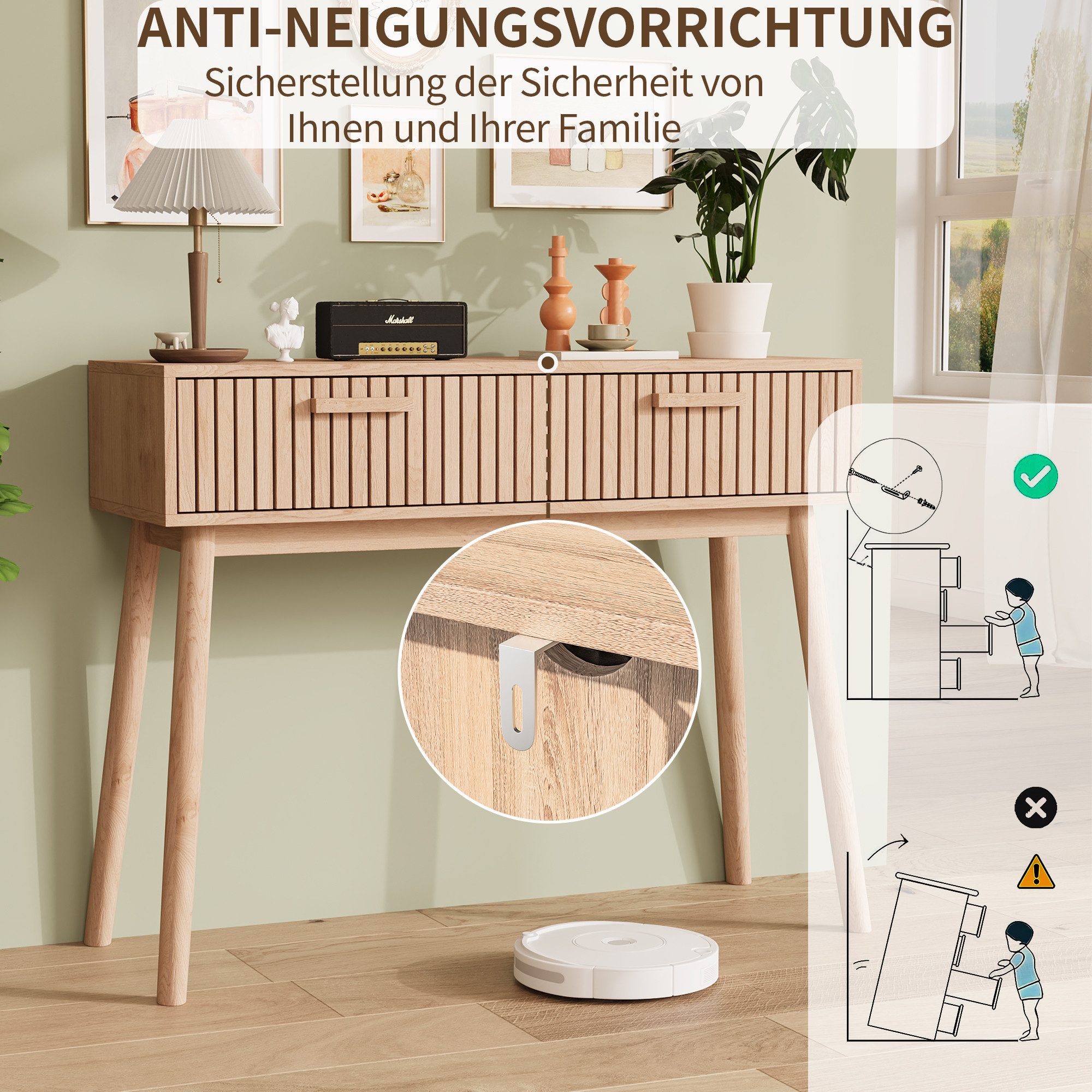 Furnishings Home Konsolentisch Ablagetisch Schreibtisch Wohnzimmertisch, Breie 100 cm, für Wohnzimmer,Schlafzimmer,Flur – Bild 5 von 5