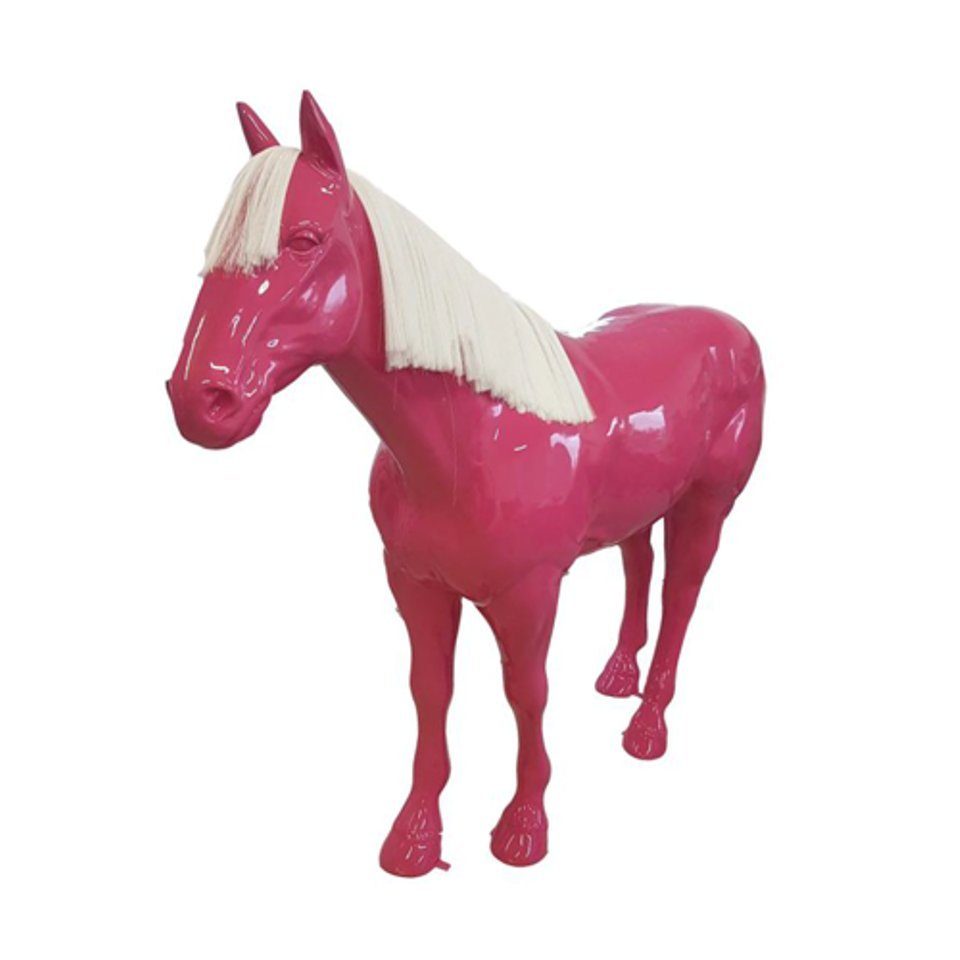 JVmoebel Skulptur Skulptur Rot Lebensgroß Kunststoff Design Pferd aus 190x240cm Skulptur Figuren